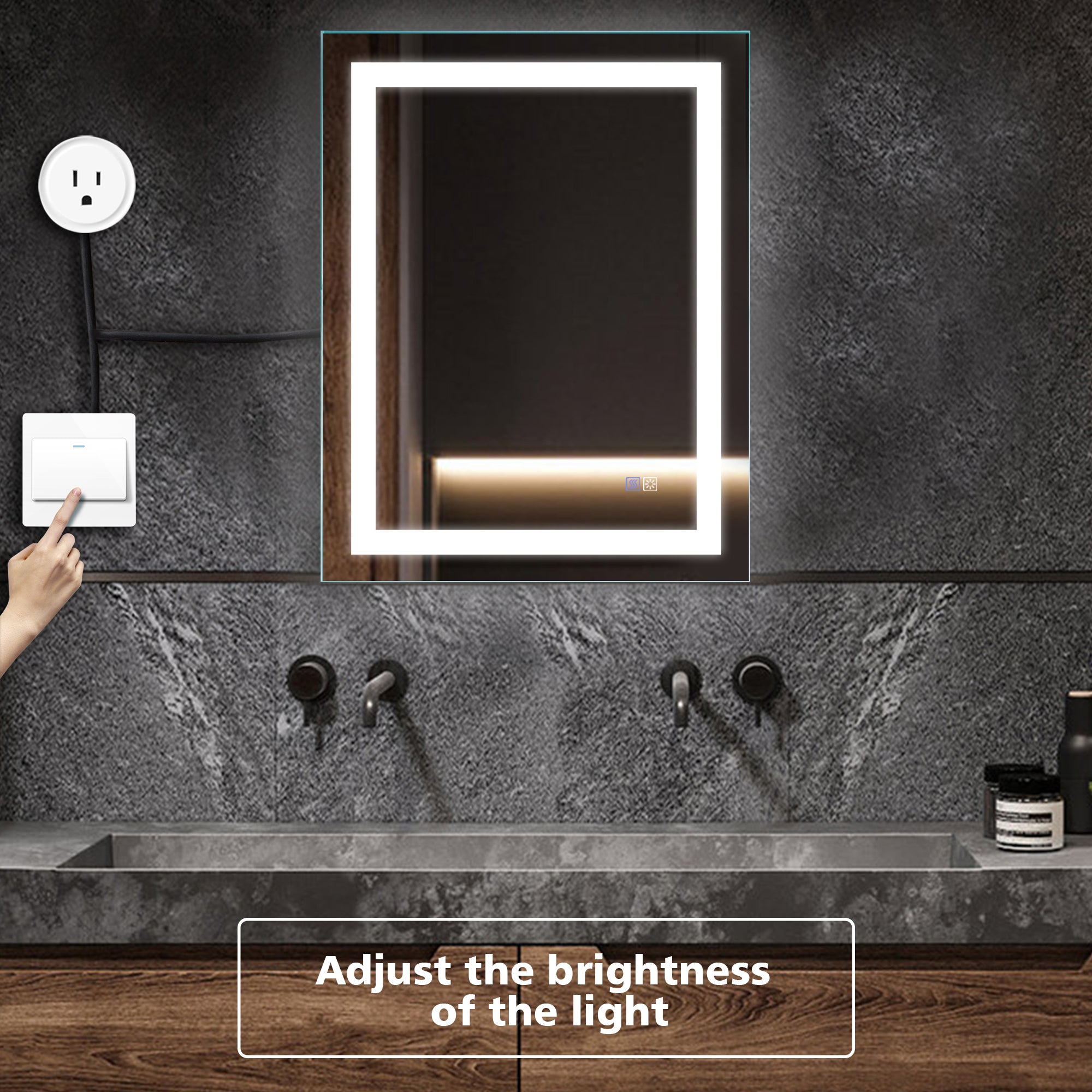 36 in. W x 28 in. H Aluminium and Glass LED Bathroom Mirror with Defogger