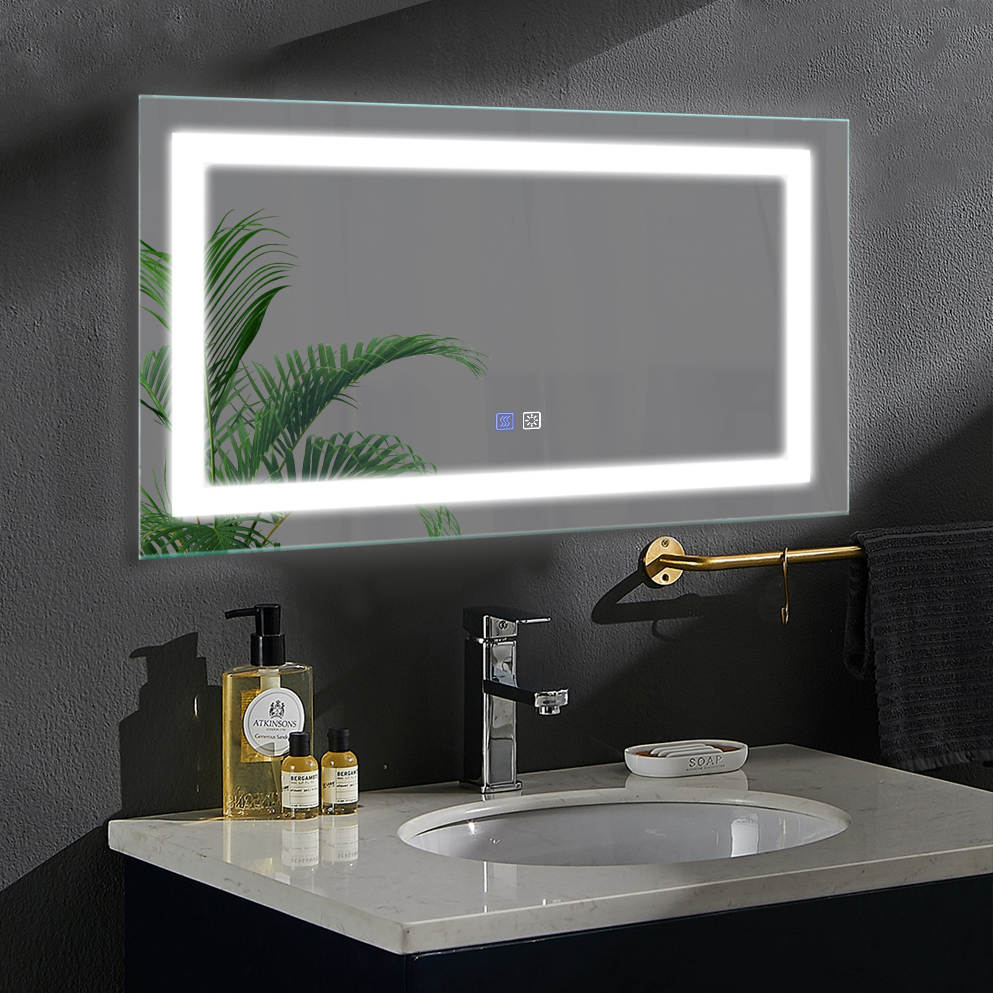 40 in. W x 24 in. H Aluminium and Glass LED Bathroom Mirror with Defogger