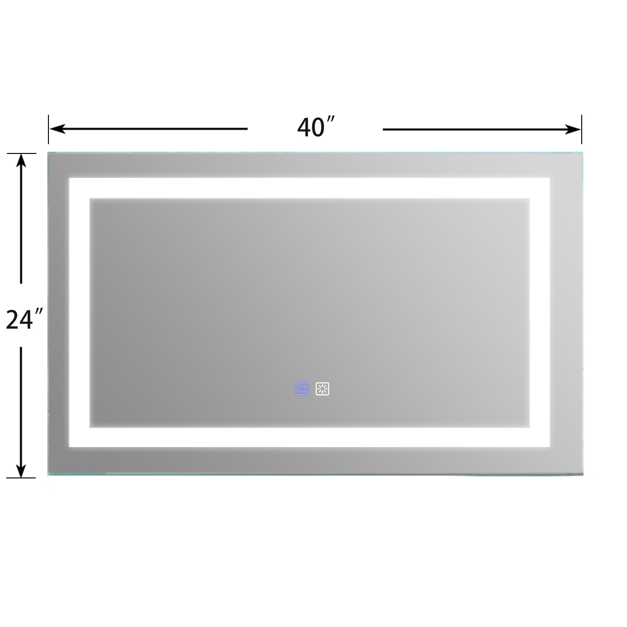40 in. W x 24 in. H Aluminium and Glass LED Bathroom Mirror with Defogger