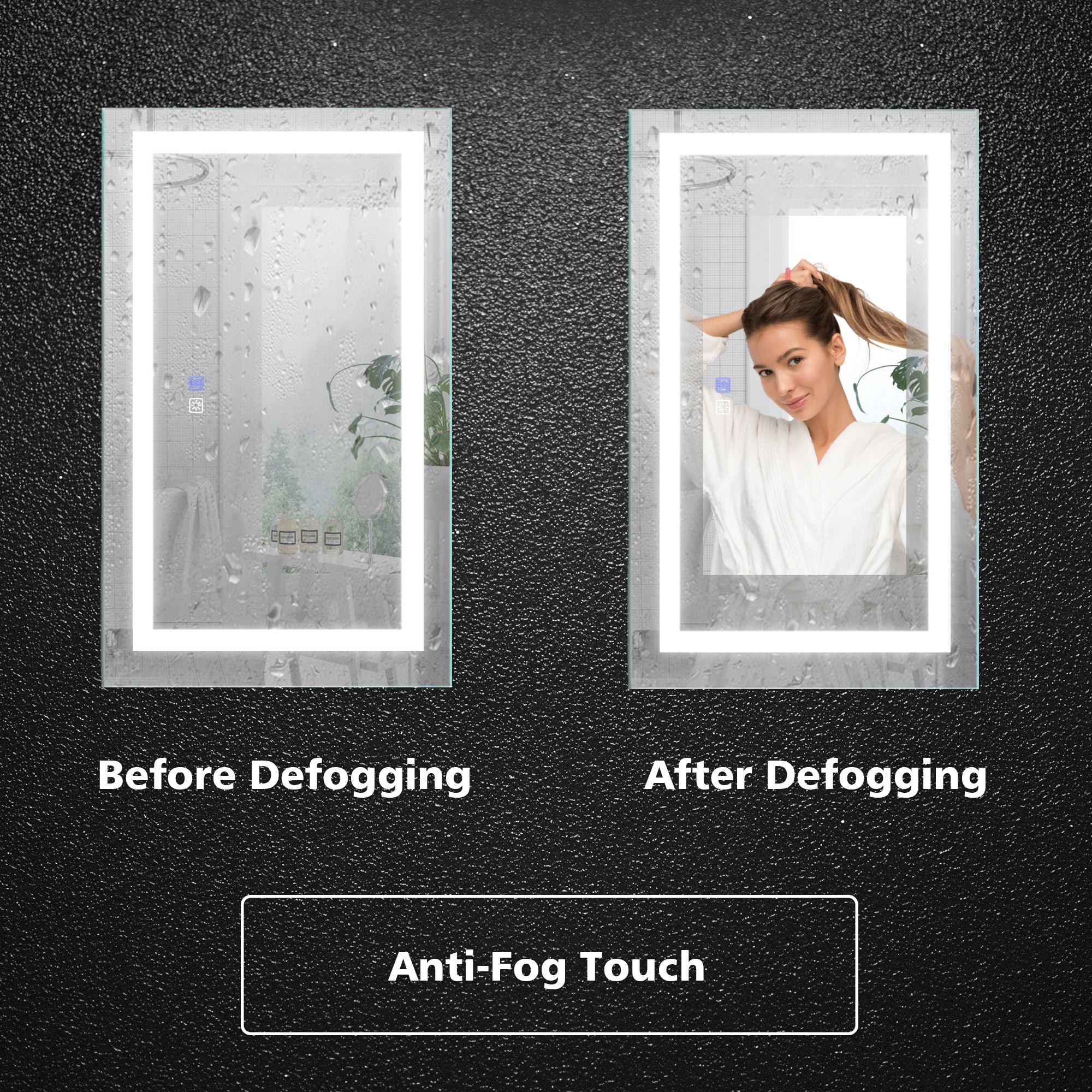 40 in. W x 24 in. H Aluminium and Glass LED Bathroom Mirror with Defogger