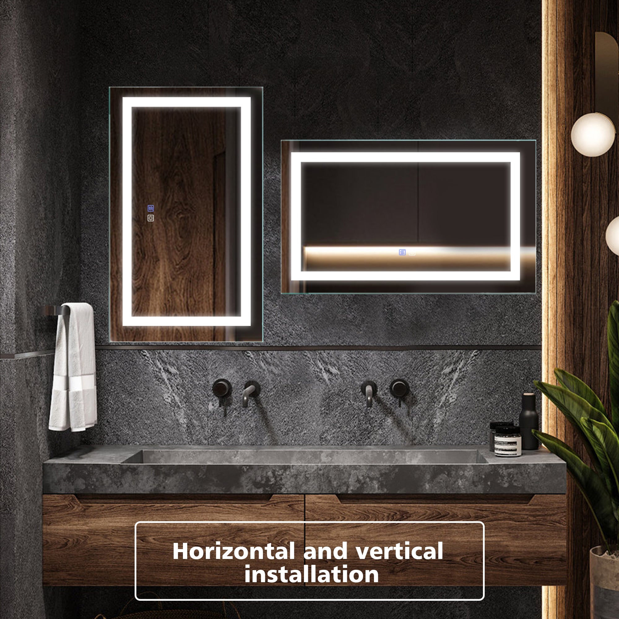 40 in. W x 24 in. H Aluminium and Glass LED Bathroom Mirror with Defogger
