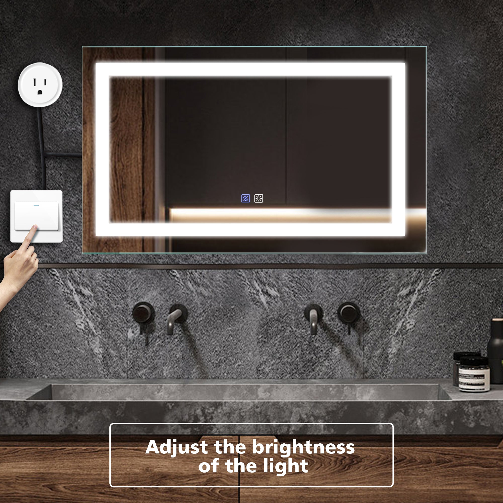 40 in. W x 24 in. H Aluminium and Glass LED Bathroom Mirror with Defogger