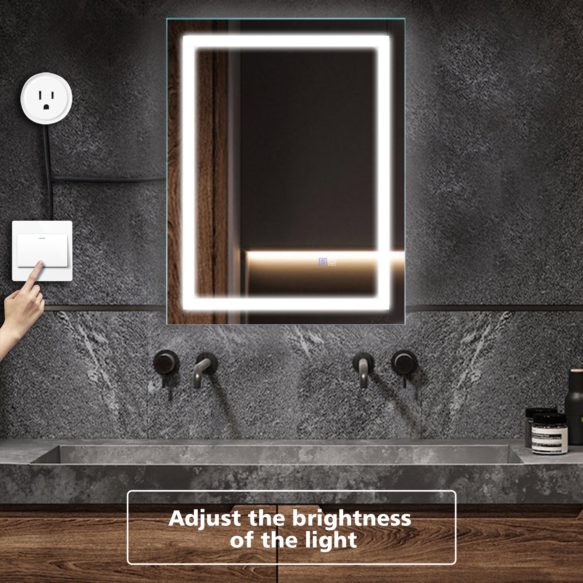 36 in. W x 28 in. H Rectangular Frameless Anti-Fog Wall Bathroom Vanity Mirror in White