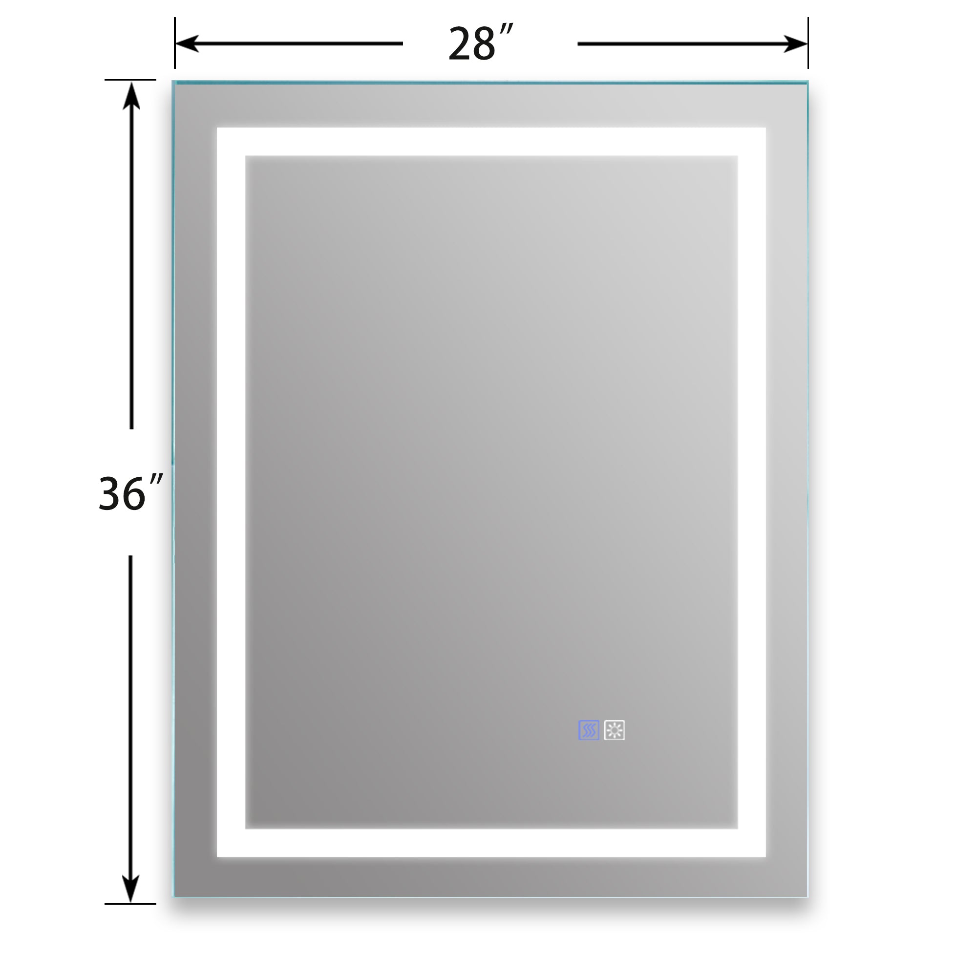 36 in. W x 28 in. H Rectangular Frameless Anti-Fog Wall Bathroom Vanity Mirror in White