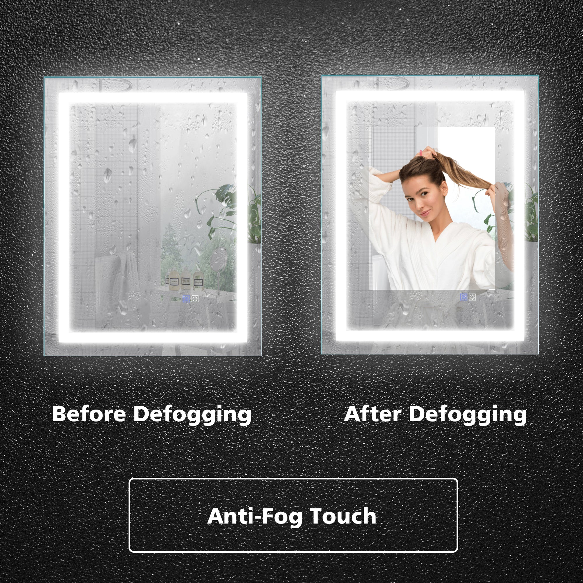36 in. W x 28 in. H Aluminium and Glass LED Bathroom Mirror with Defogger