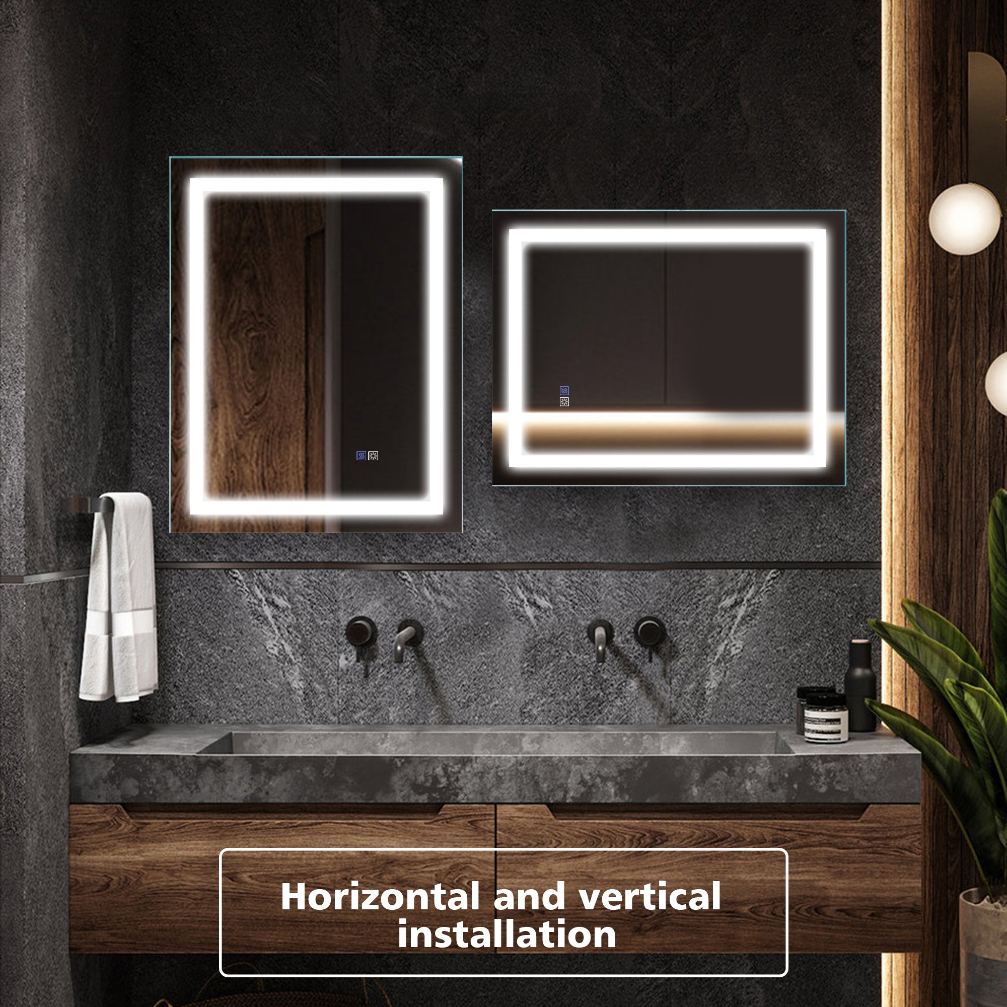 36 in. W x 28 in. H Rectangular Frameless Anti-Fog Wall Bathroom Vanity Mirror in White