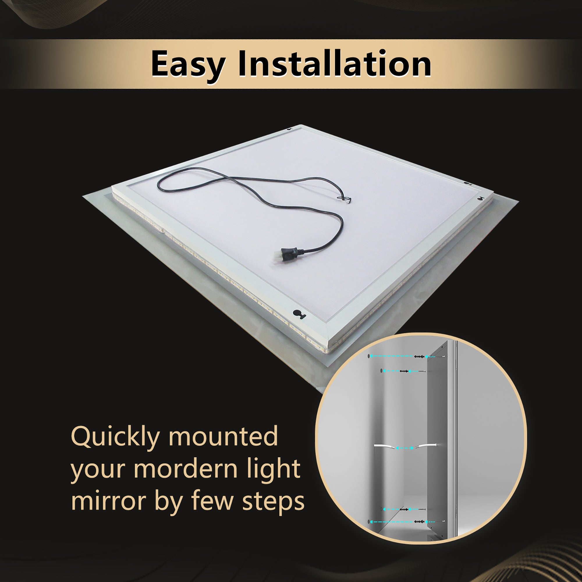 35 in. W x 35 in. H Aluminium and Glass LED Bathroom Mirror with Defogger