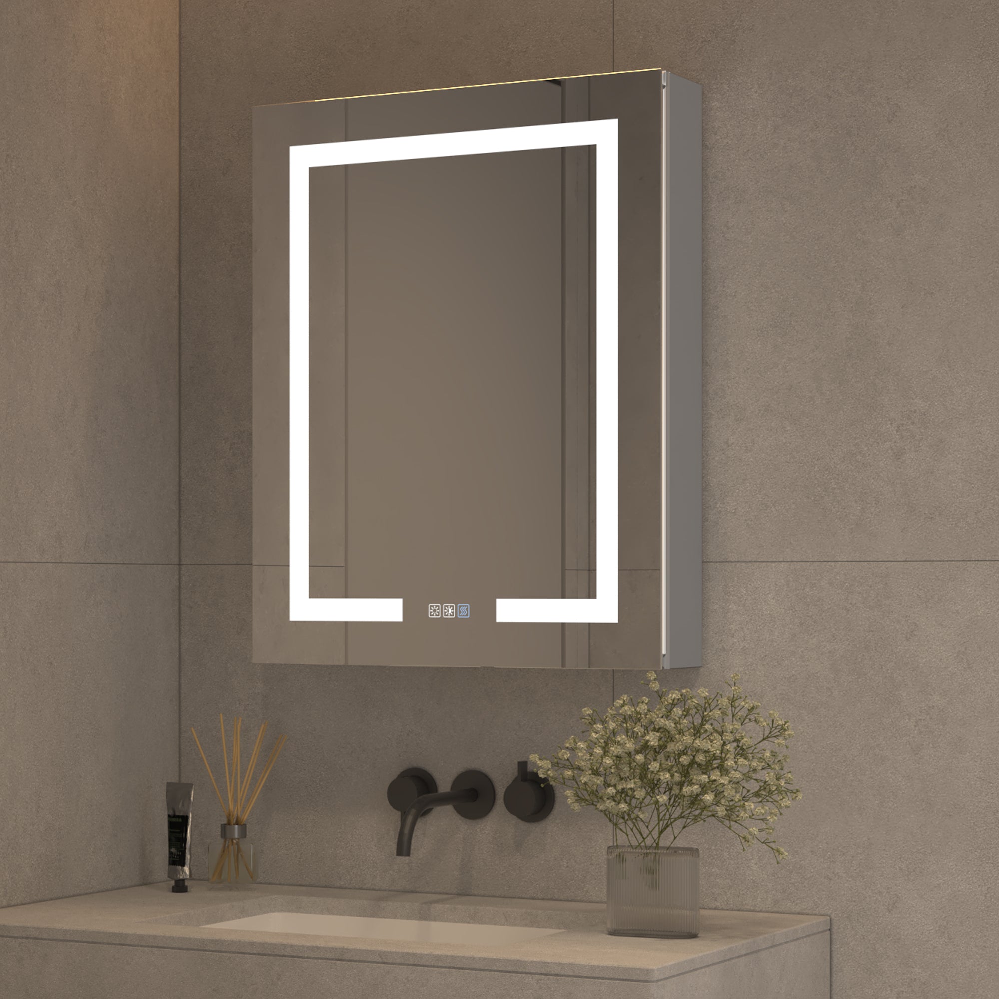 24 in. W x 30 in. H Aluminum Surface Mount Medicine Cabinet with Mirror