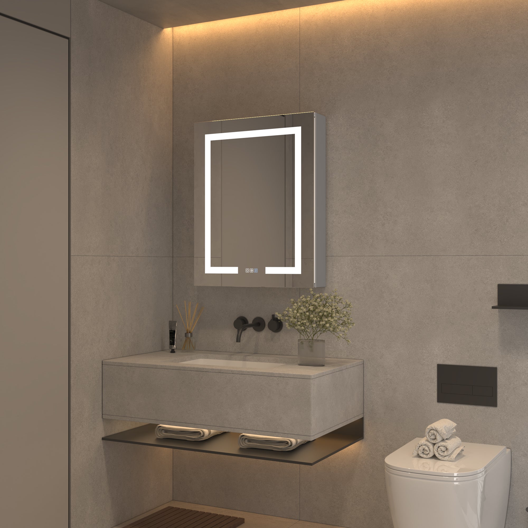24 in. W x 30 in. H Aluminum Surface Mount Medicine Cabinet with Mirror