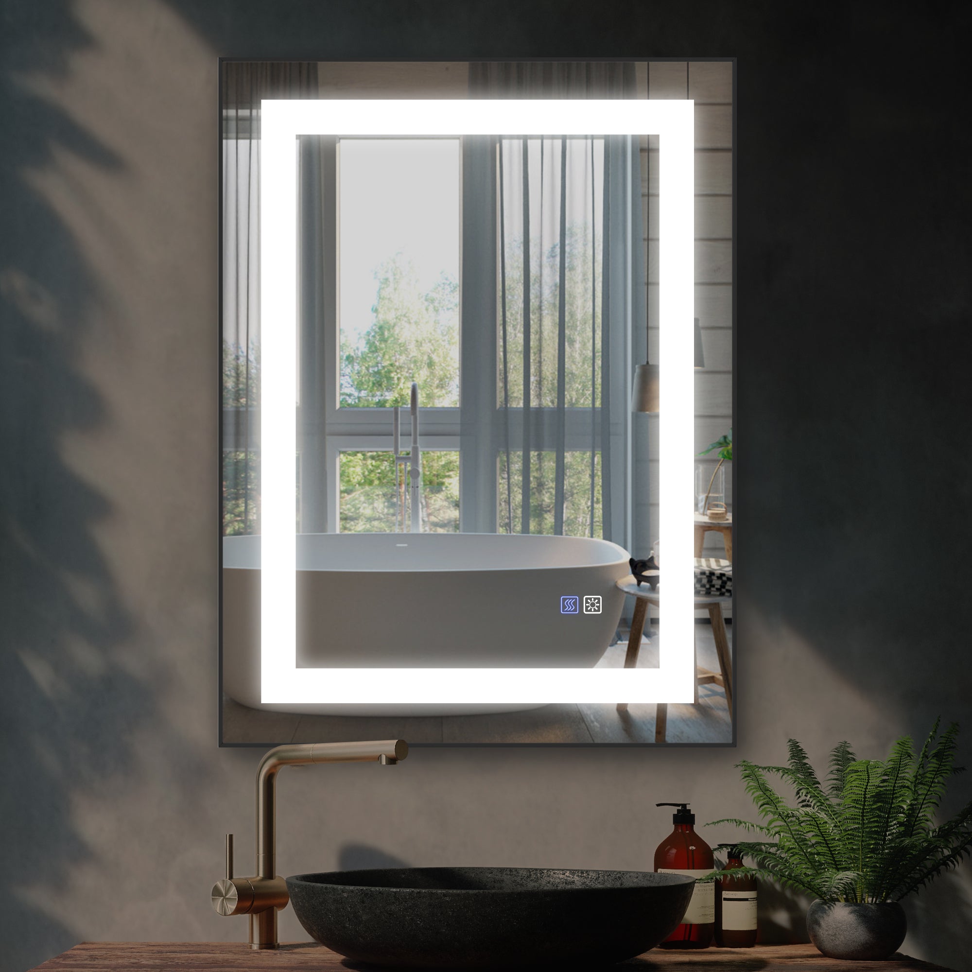 32 in. W x 24 in. H Rectangle Framed Wall Bathroom Vanity Mirror