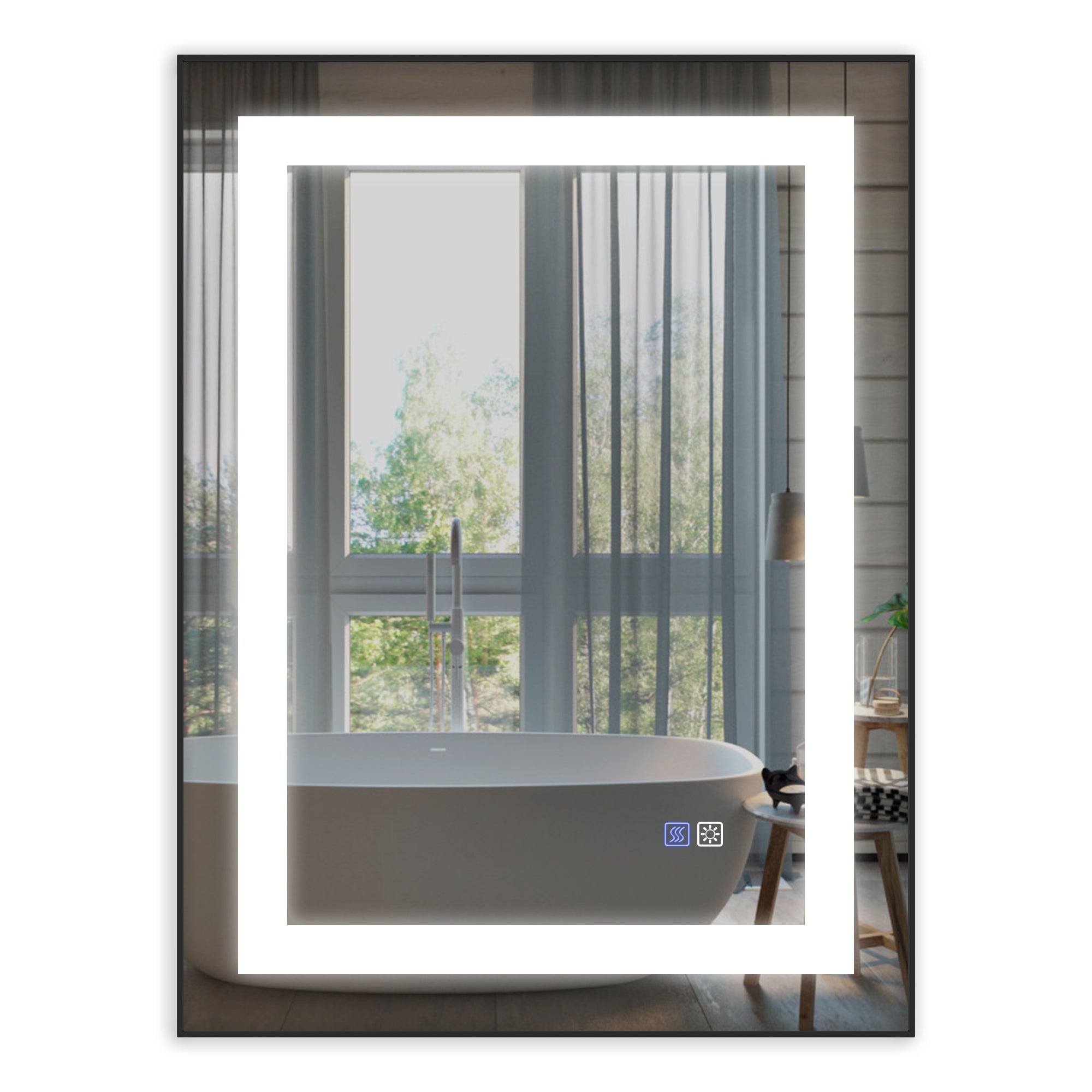 32 in. W x 24 in. H Rectangle Framed Wall Bathroom Vanity Mirror