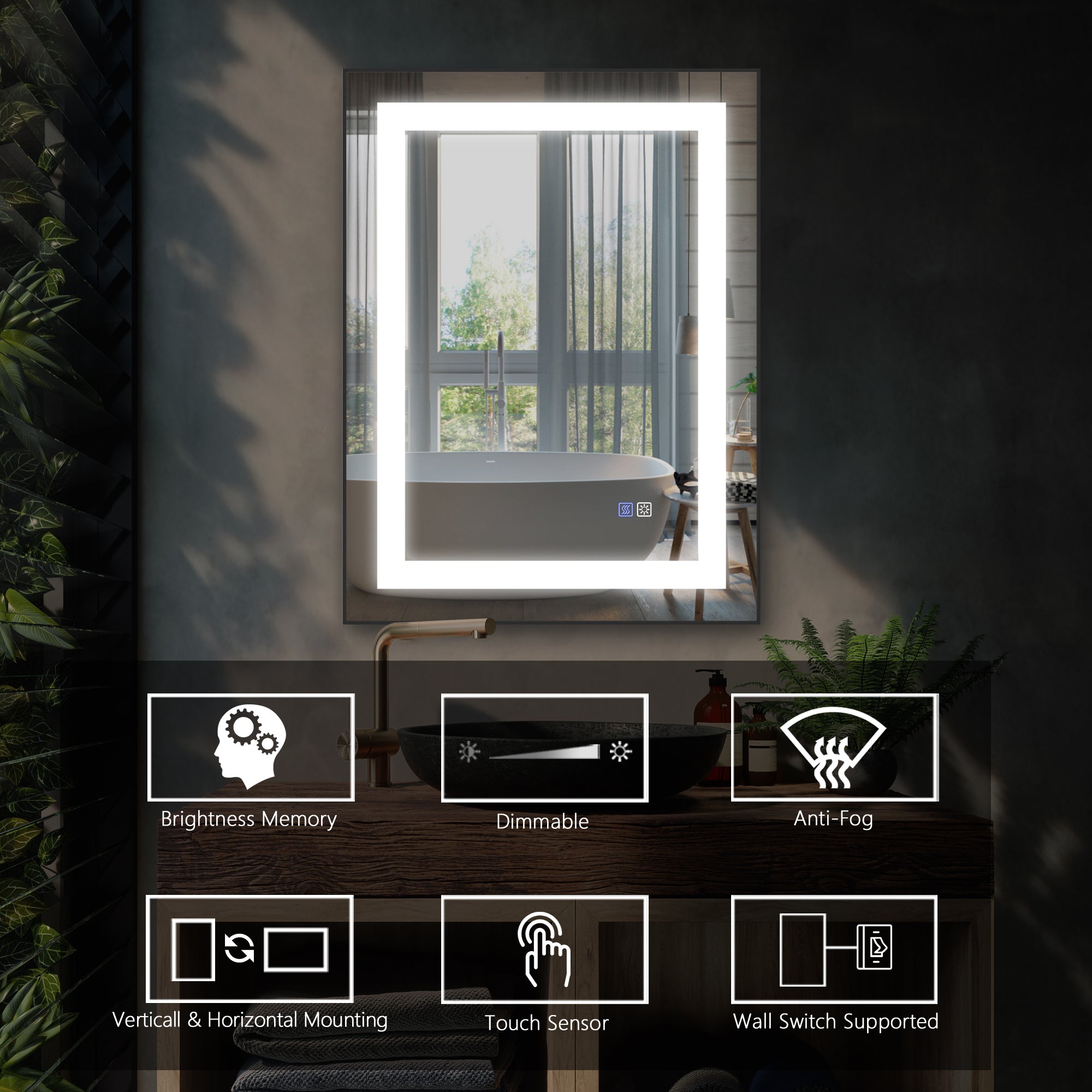 32 in. W x 24 in. H Rectangle Framed Wall Bathroom Vanity Mirror