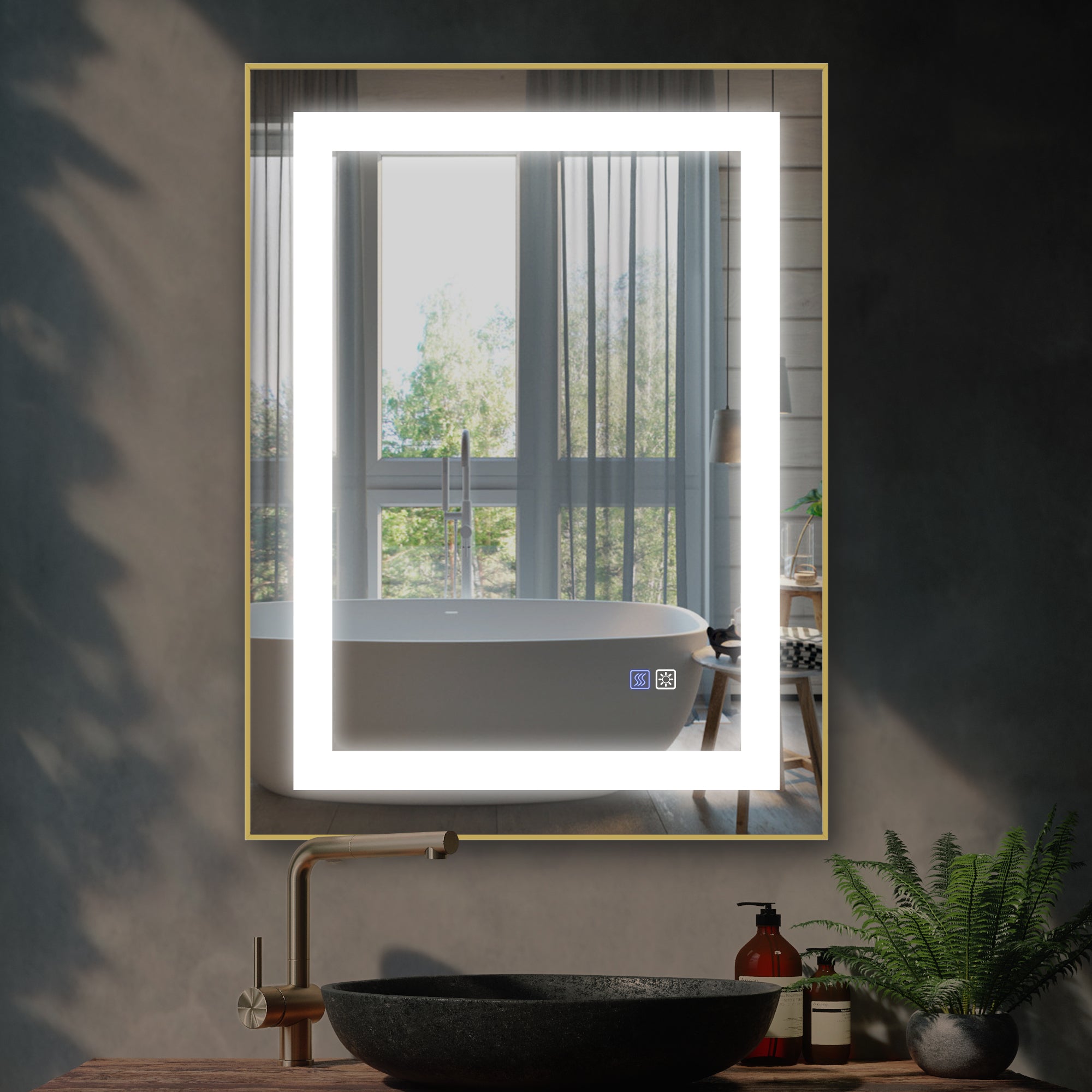 32 in. W x 24 in. H Rectangle Framed Wall Bathroom Vanity Mirror