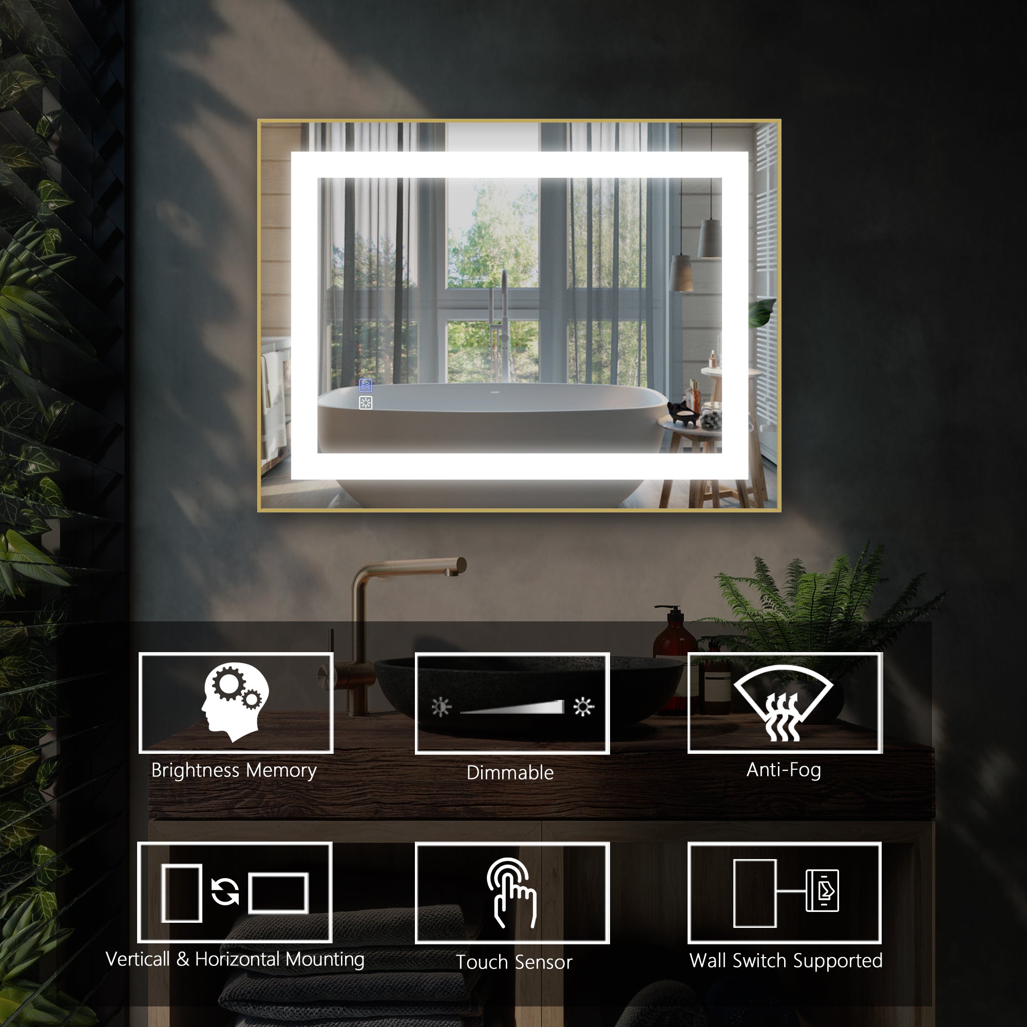 32 in. W x 24 in. H Rectangle Framed Wall Bathroom Vanity Mirror