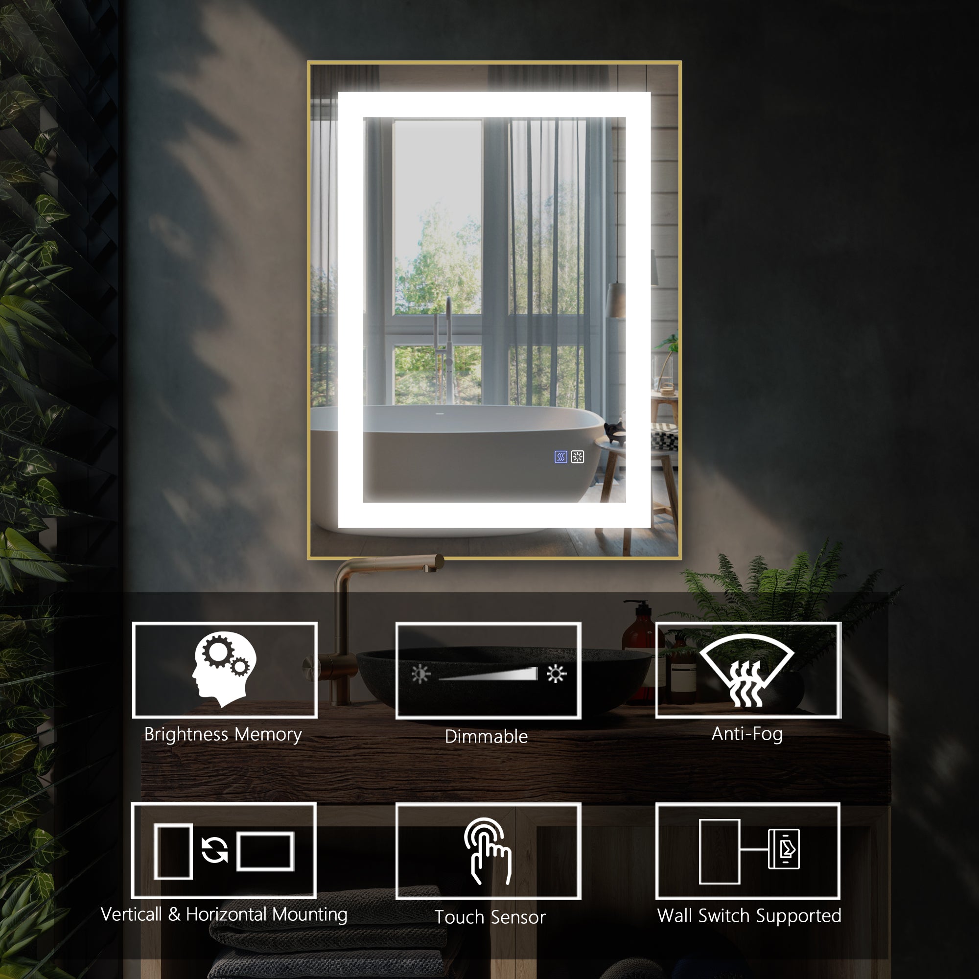 32 in. W x 24 in. H Rectangle Framed Wall Bathroom Vanity Mirror