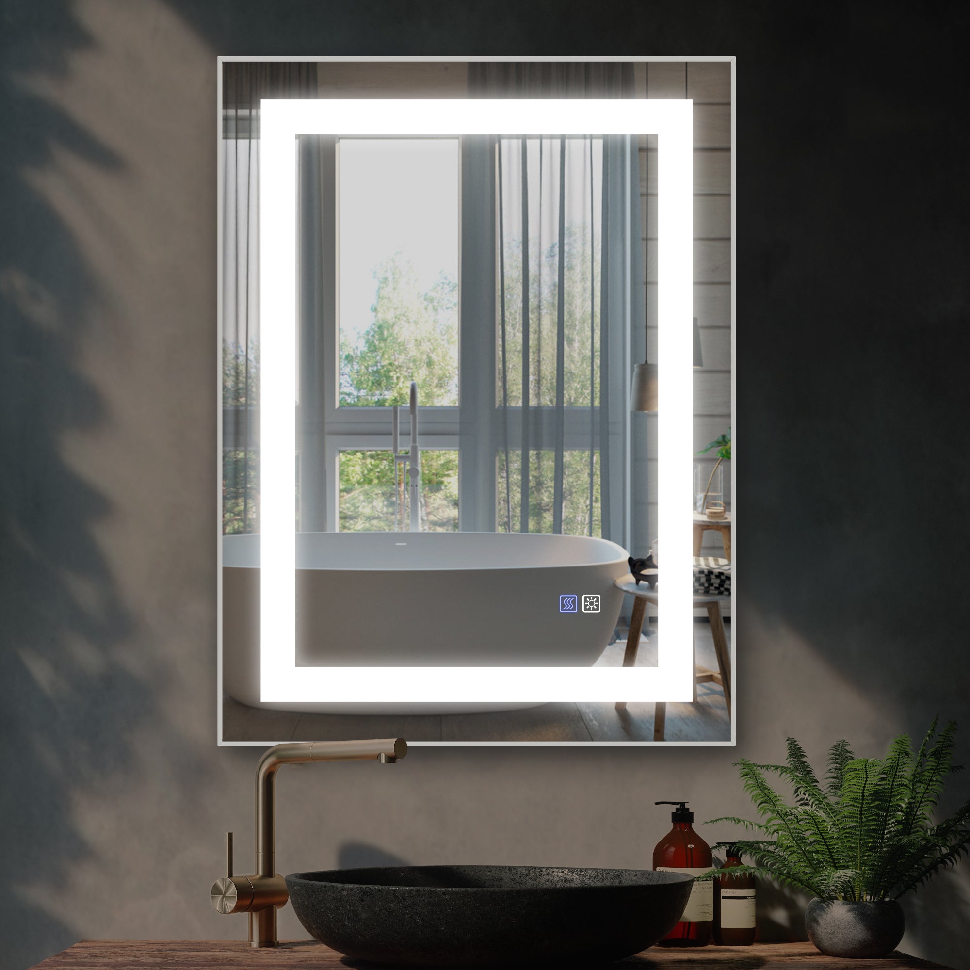 32 in. W x 24 in. H Rectangle Framed Wall Bathroom Vanity Mirror