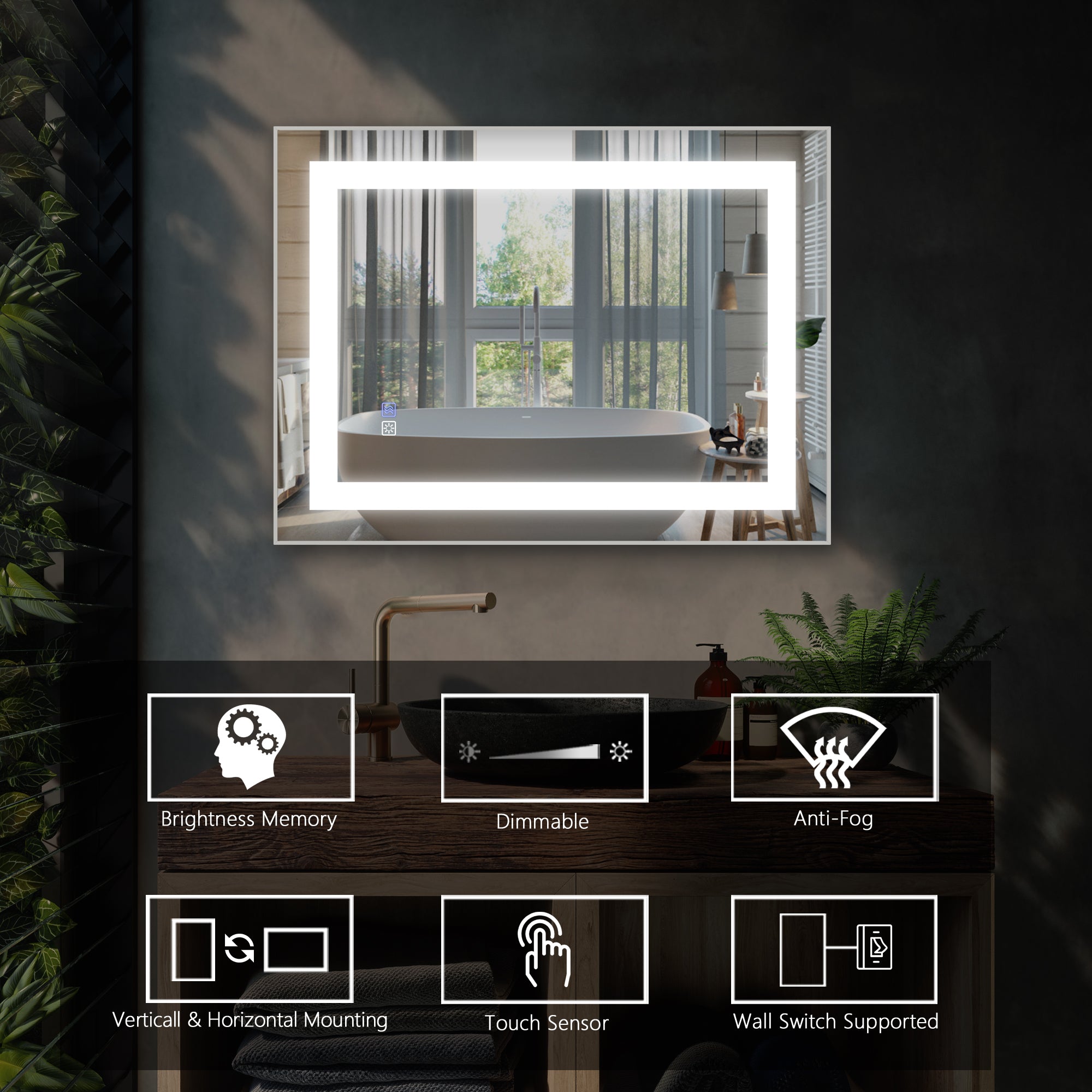 32 in. W x 24 in. H Rectangle Framed Wall Bathroom Vanity Mirror