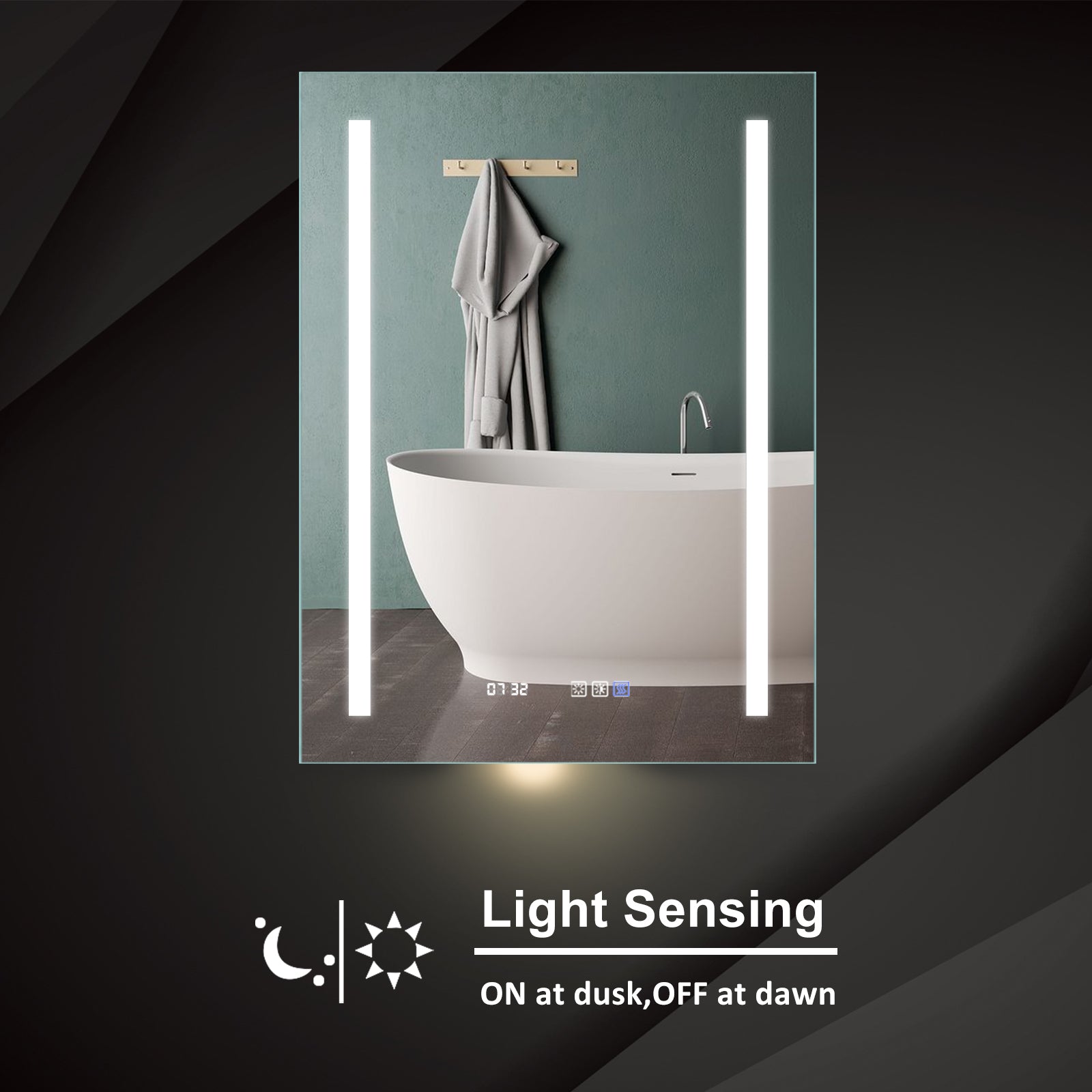 32 in. W x 24 in. H Rectangular Frameless Anti-Fog Wall-Mounted Bathroom Vanity Mirror in Silver