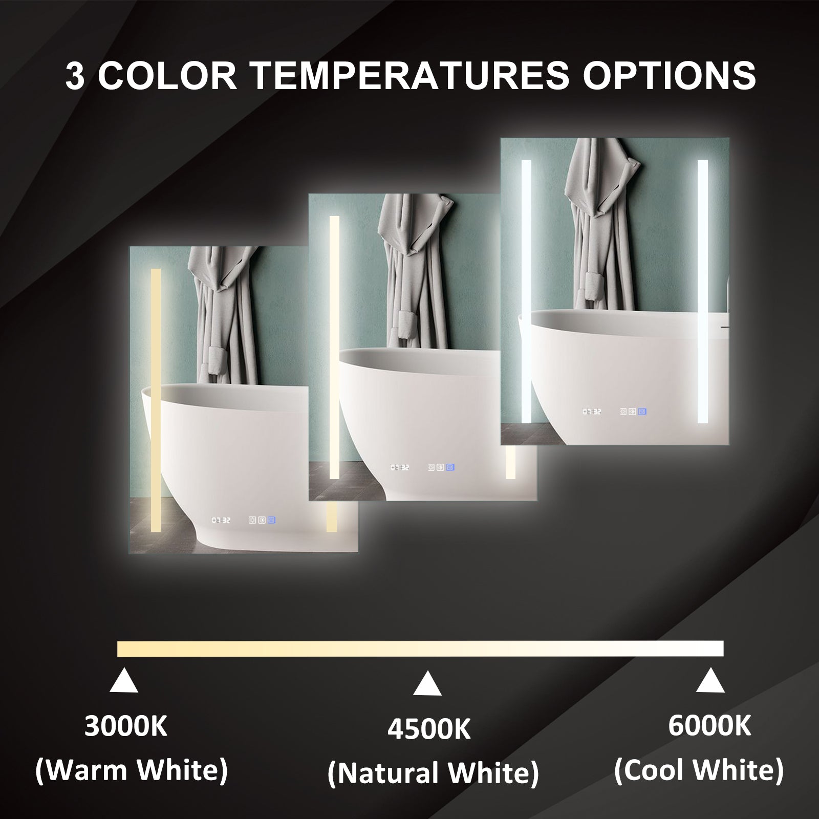 32 in. W x 24 in. H Rectangular Frameless Anti-Fog Wall-Mounted Bathroom Vanity Mirror in Silver