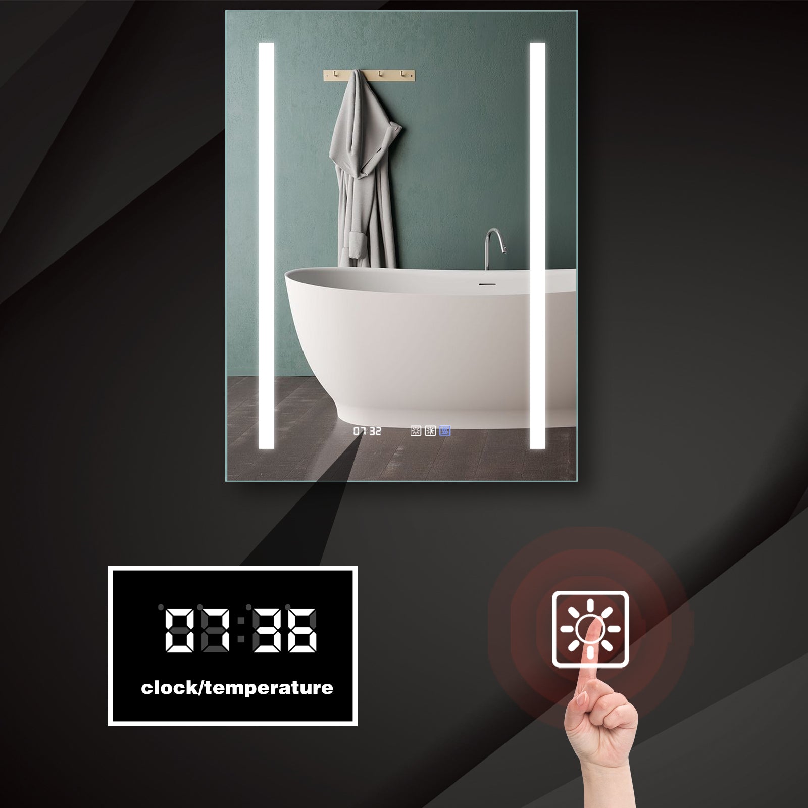 32 in. W x 24 in. H Rectangular Frameless Anti-Fog Wall-Mounted Bathroom Vanity Mirror in Silver