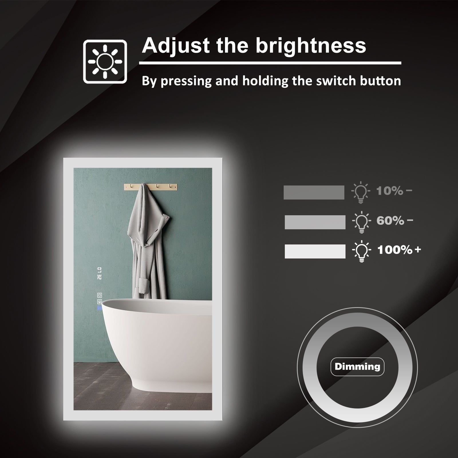 40 in. W x 24 in. H Rectangular Frameless Anti-Fog Wall-Mounted Bathroom Vanity Mirror in Silver