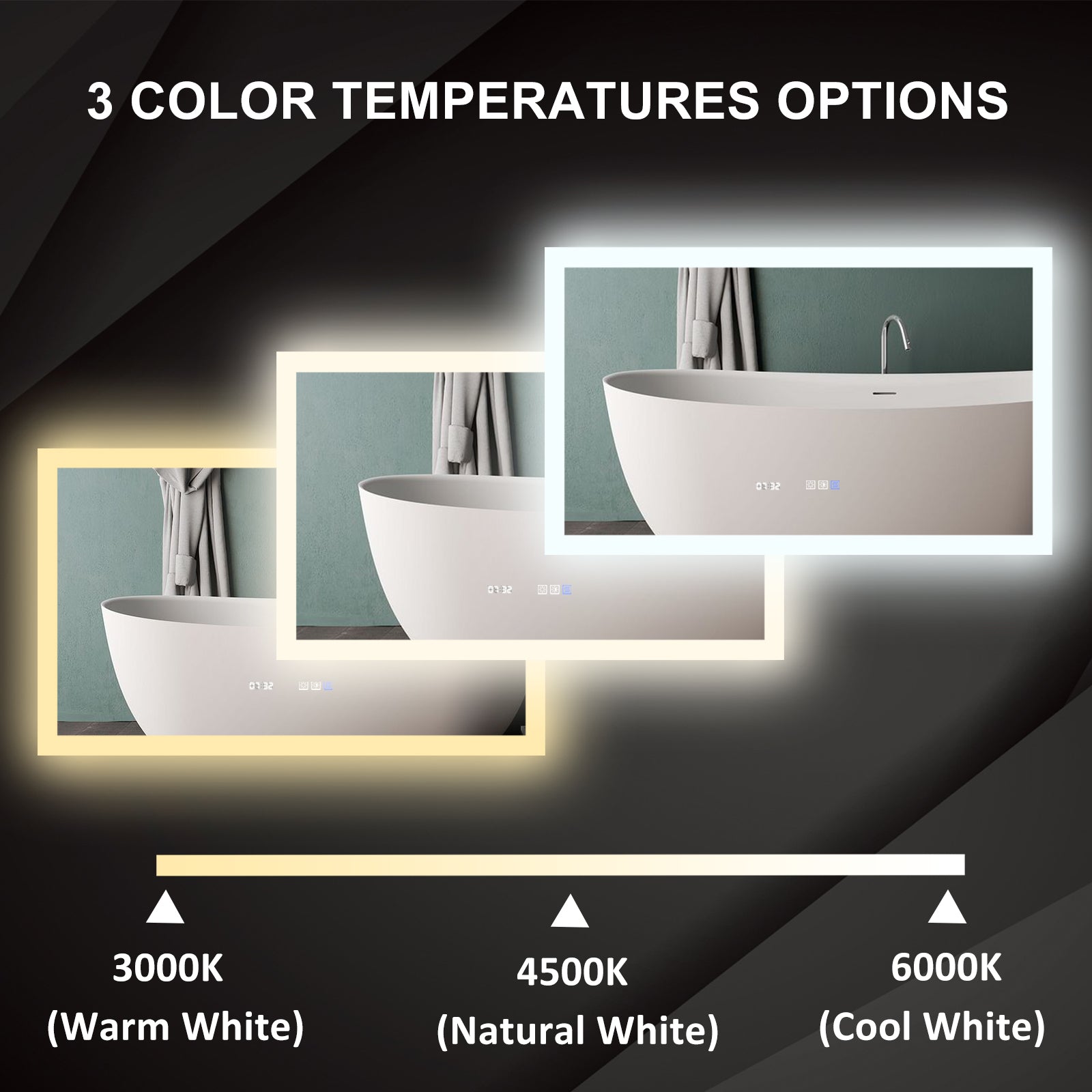 40 in. W x 24 in. H Rectangular Frameless Anti-Fog Wall-Mounted Bathroom Vanity Mirror in Silver