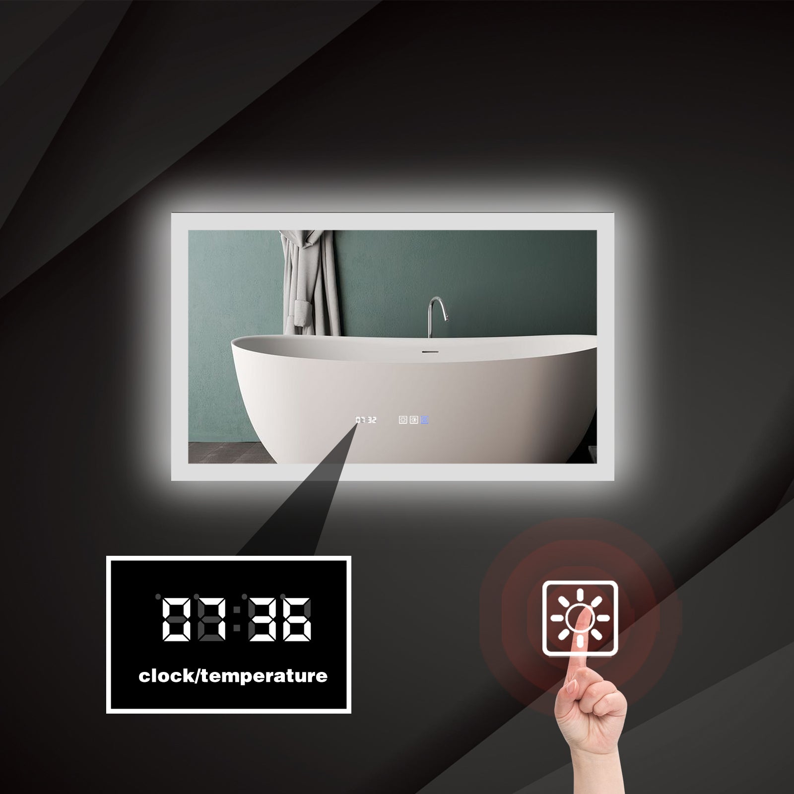 40 in. W x 24 in. H Rectangular Frameless Anti-Fog Wall-Mounted Bathroom Vanity Mirror in Silver