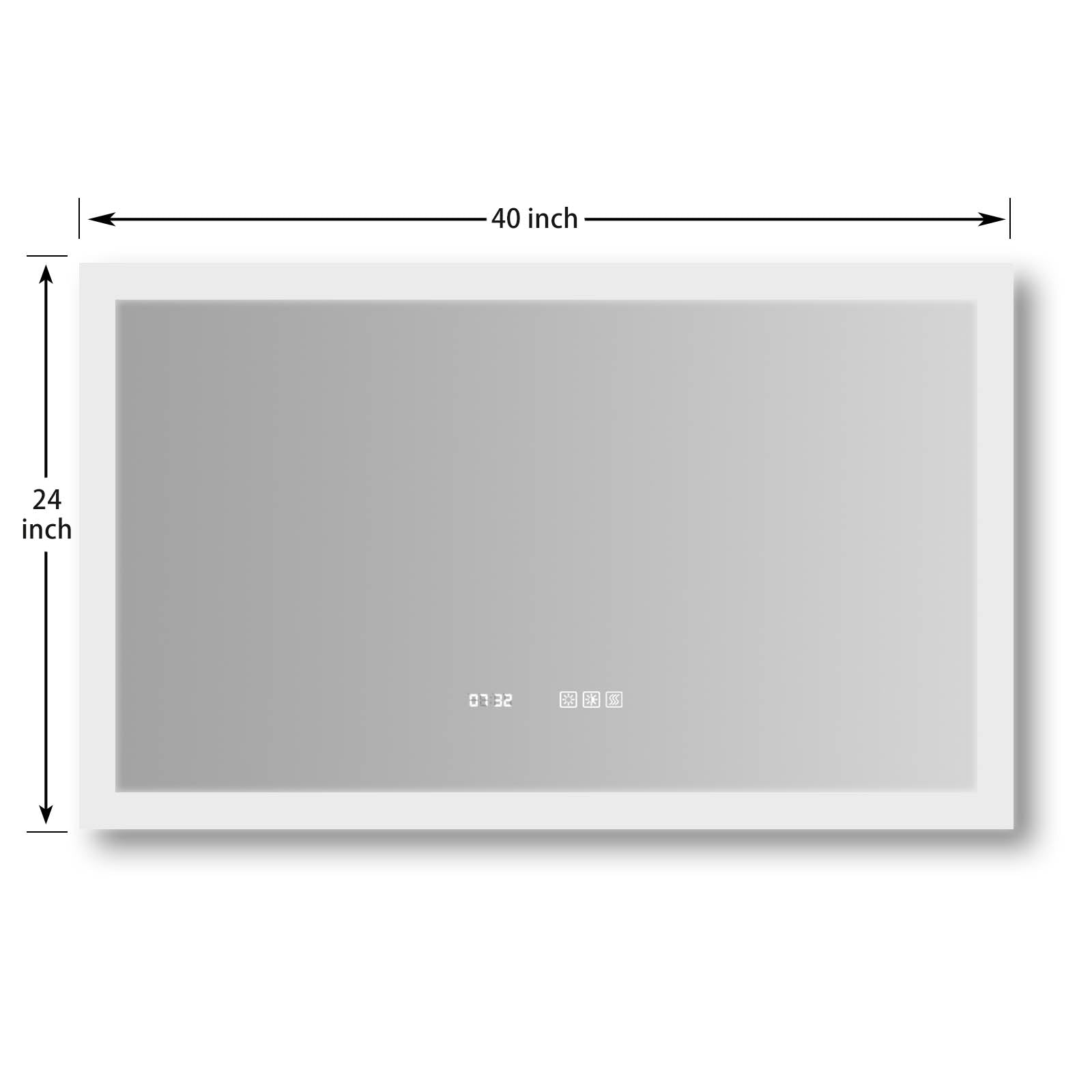 40 in. W x 24 in. H Rectangular Frameless Anti-Fog Wall-Mounted Bathroom Vanity Mirror in Silver