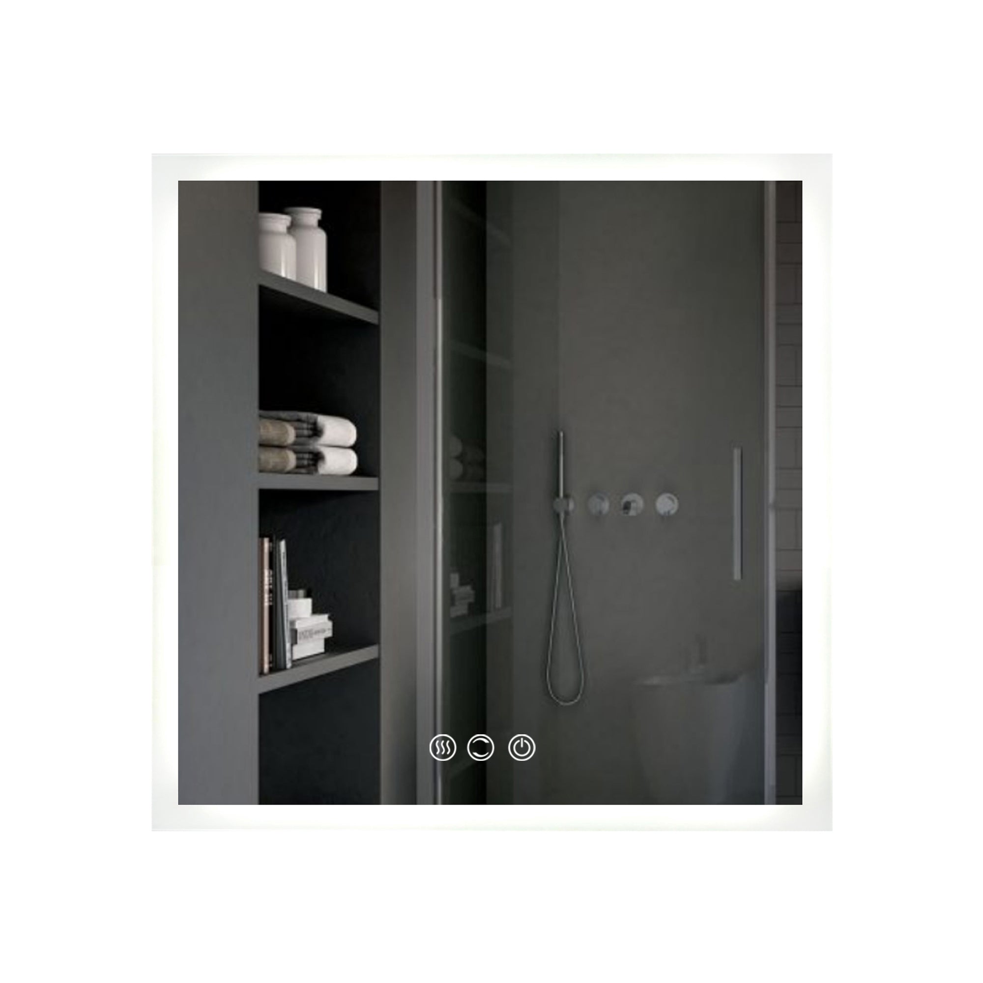 35 in. W x 35 in. H Square Frameless Anti-Fog Wall-Mounted Bathroom Vanity Mirror in White