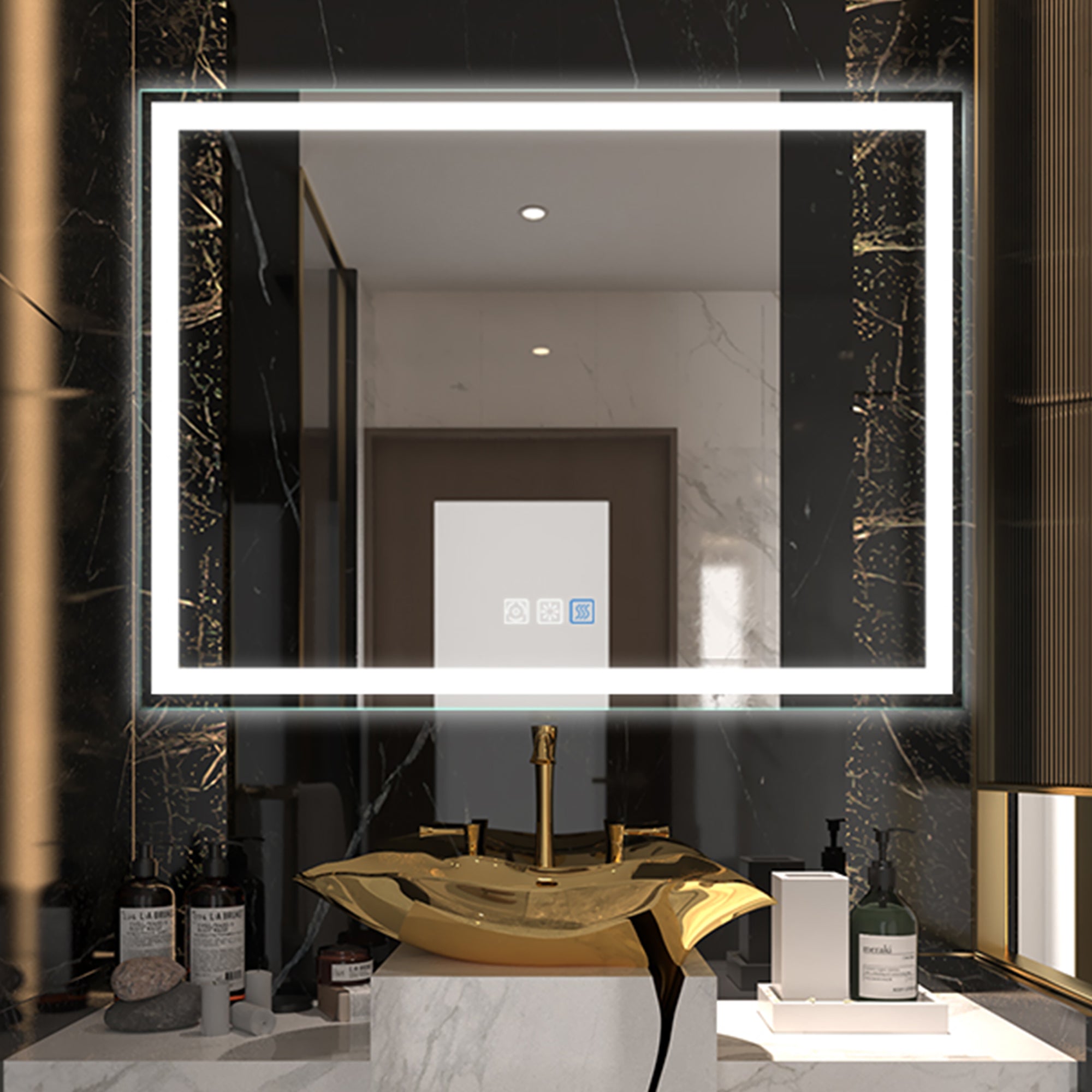 48 in. W x 36 in. H Aluminium and Glass LED Bathroom Mirror with Defogger