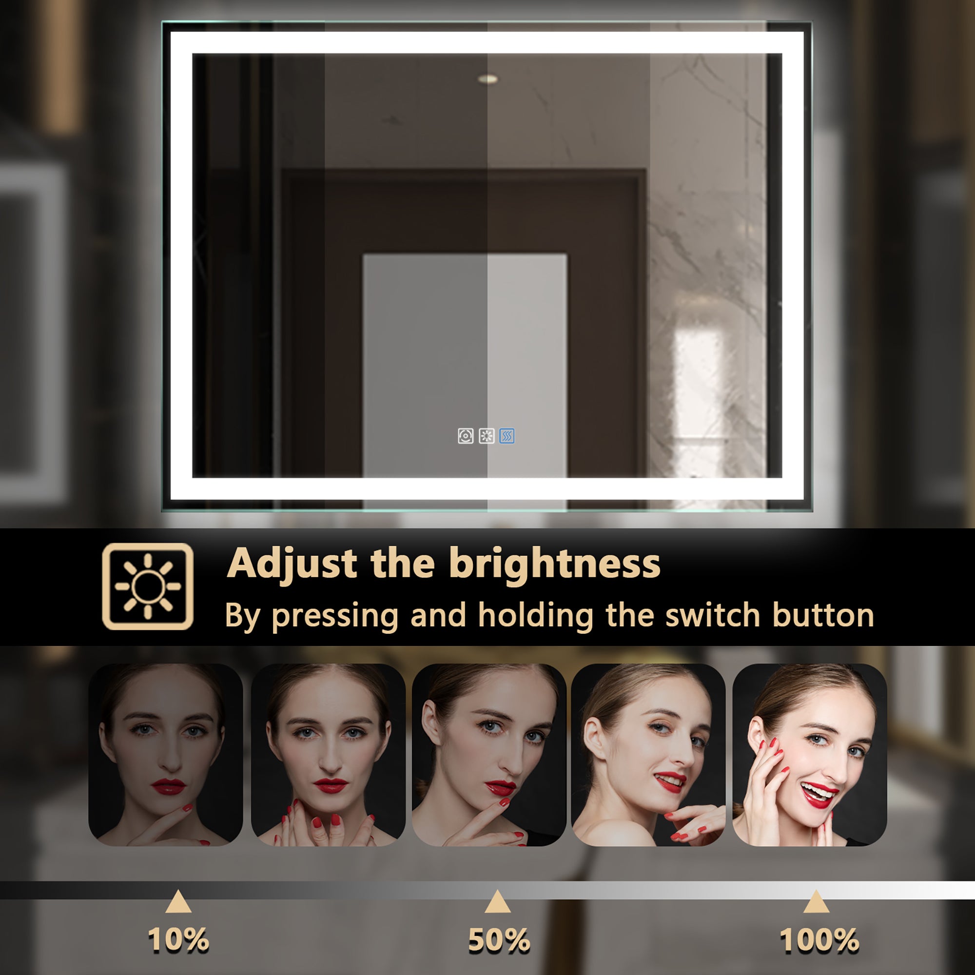 48 in. W x 36 in. H Aluminium and Glass LED Bathroom Mirror with Defogger