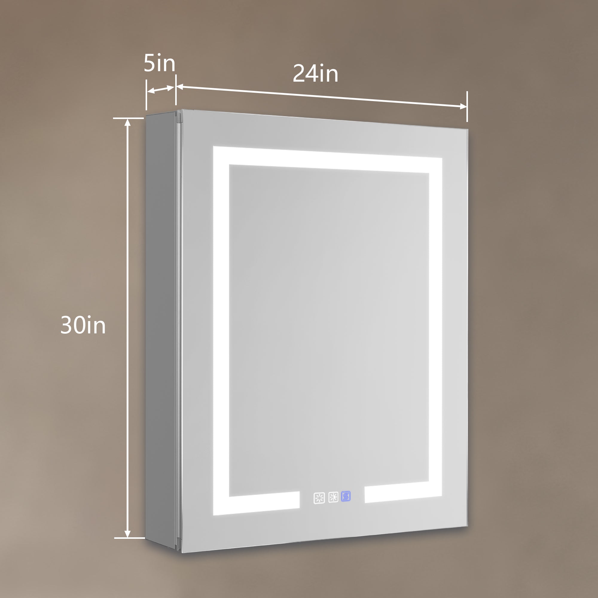 24 in. W x 30 in. H Rectangular Sliver Aluminum Medicine Cabinet with Mirror