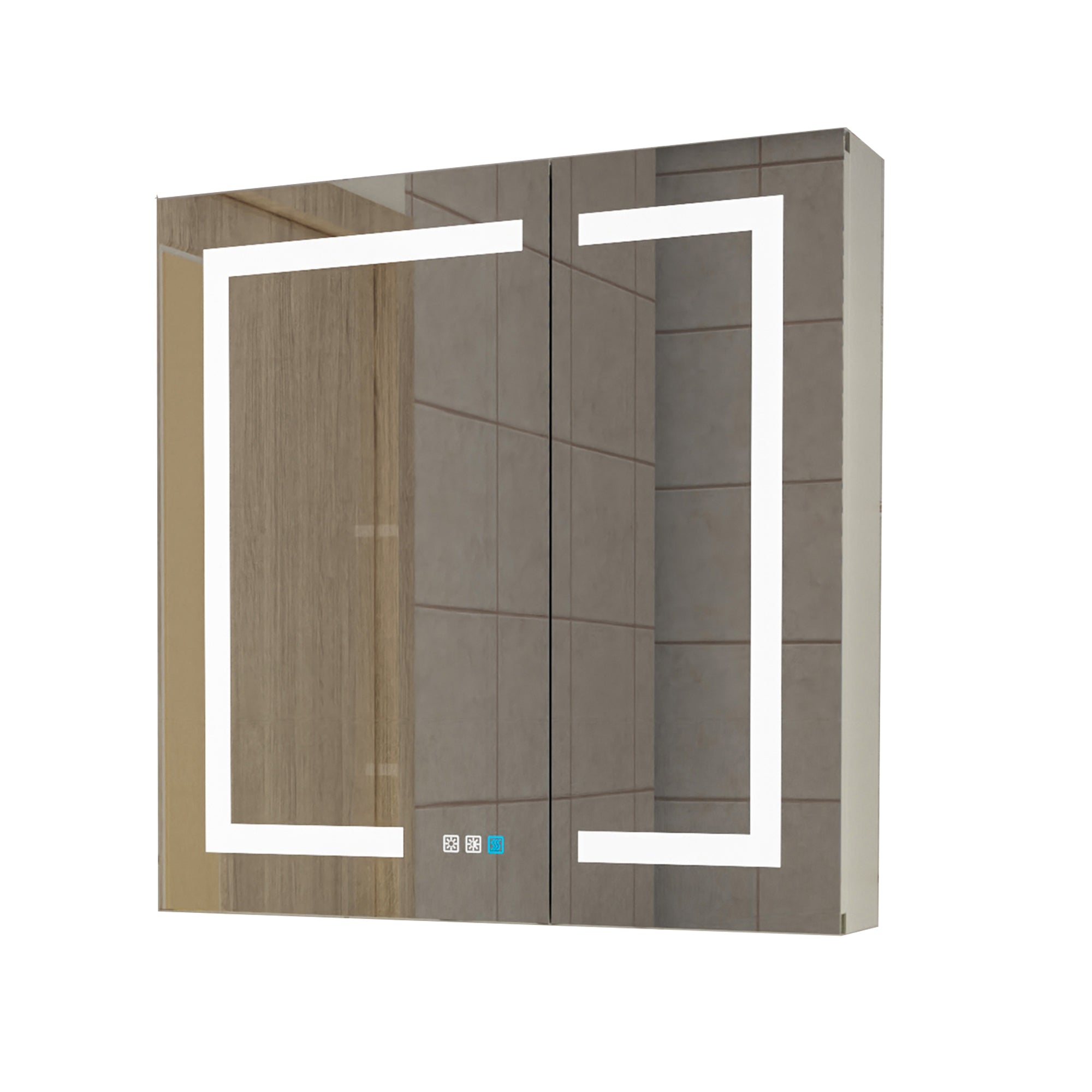 30 in. W x 30 in. H Rectangular Sliver Aluminum Medicine Cabinet with Mirror