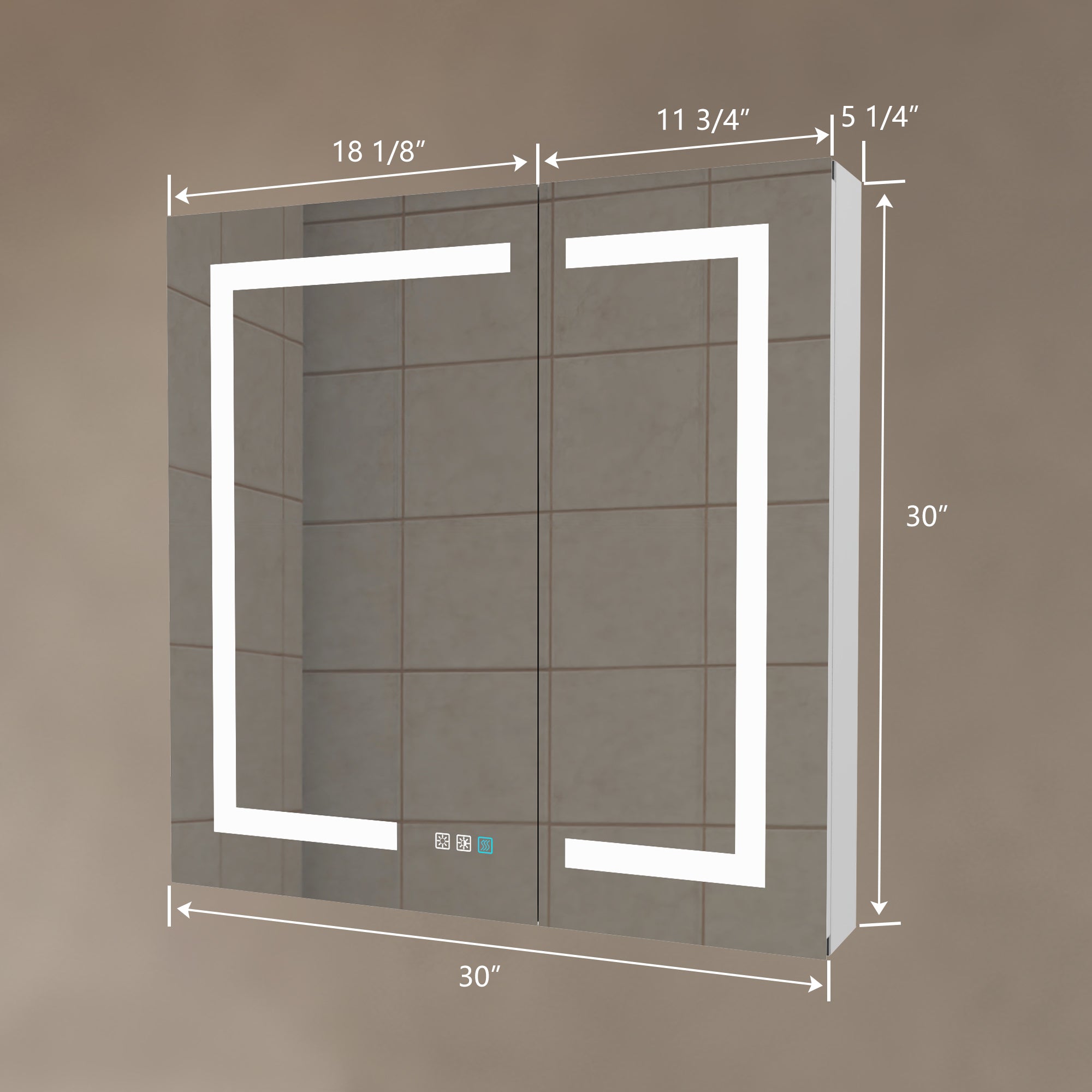 30 in. W x 30 in. H Rectangular Sliver Aluminum Medicine Cabinet with Mirror