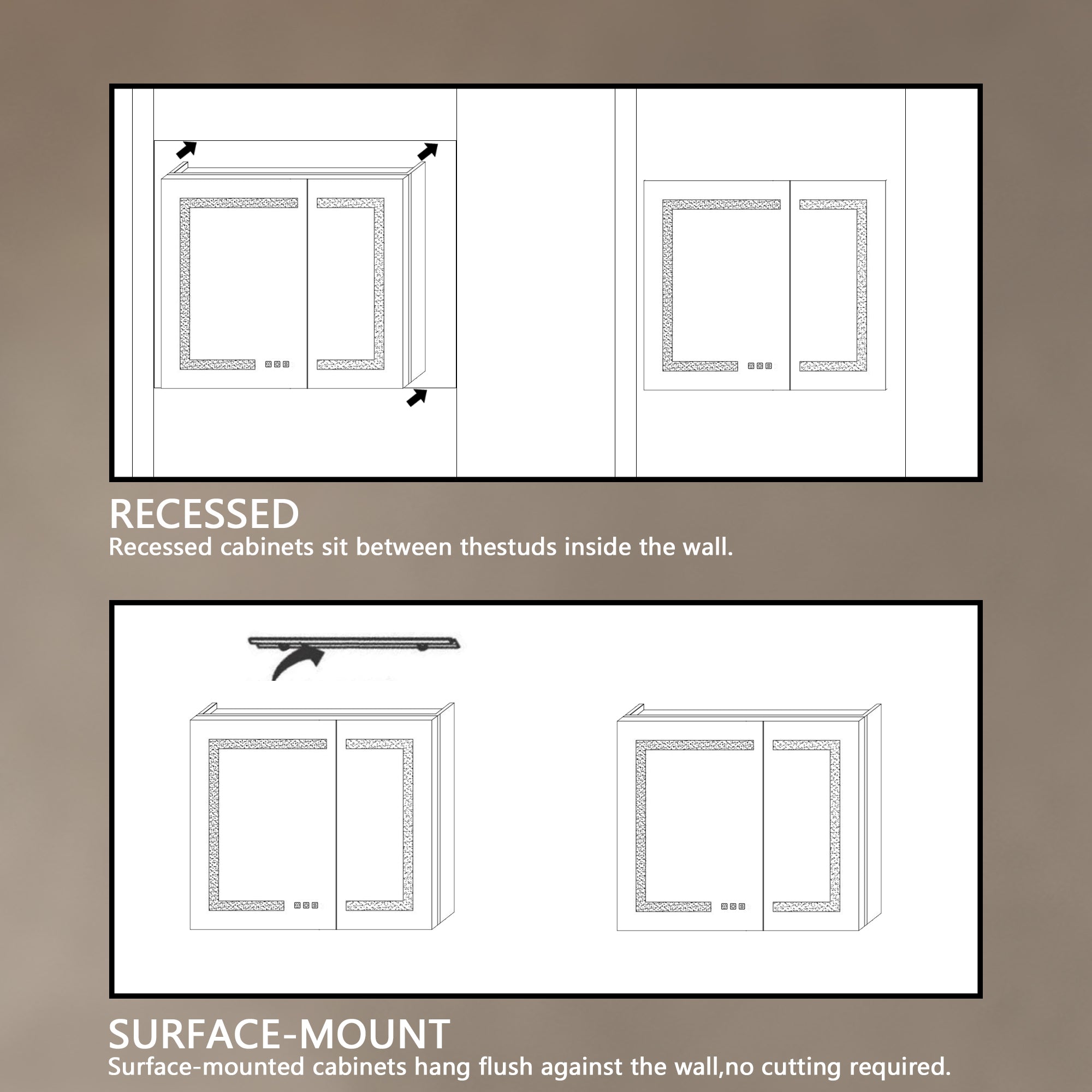 30 in. W x 30 in. H Aluminum Surface Mount Medicine Cabinet with Mirror