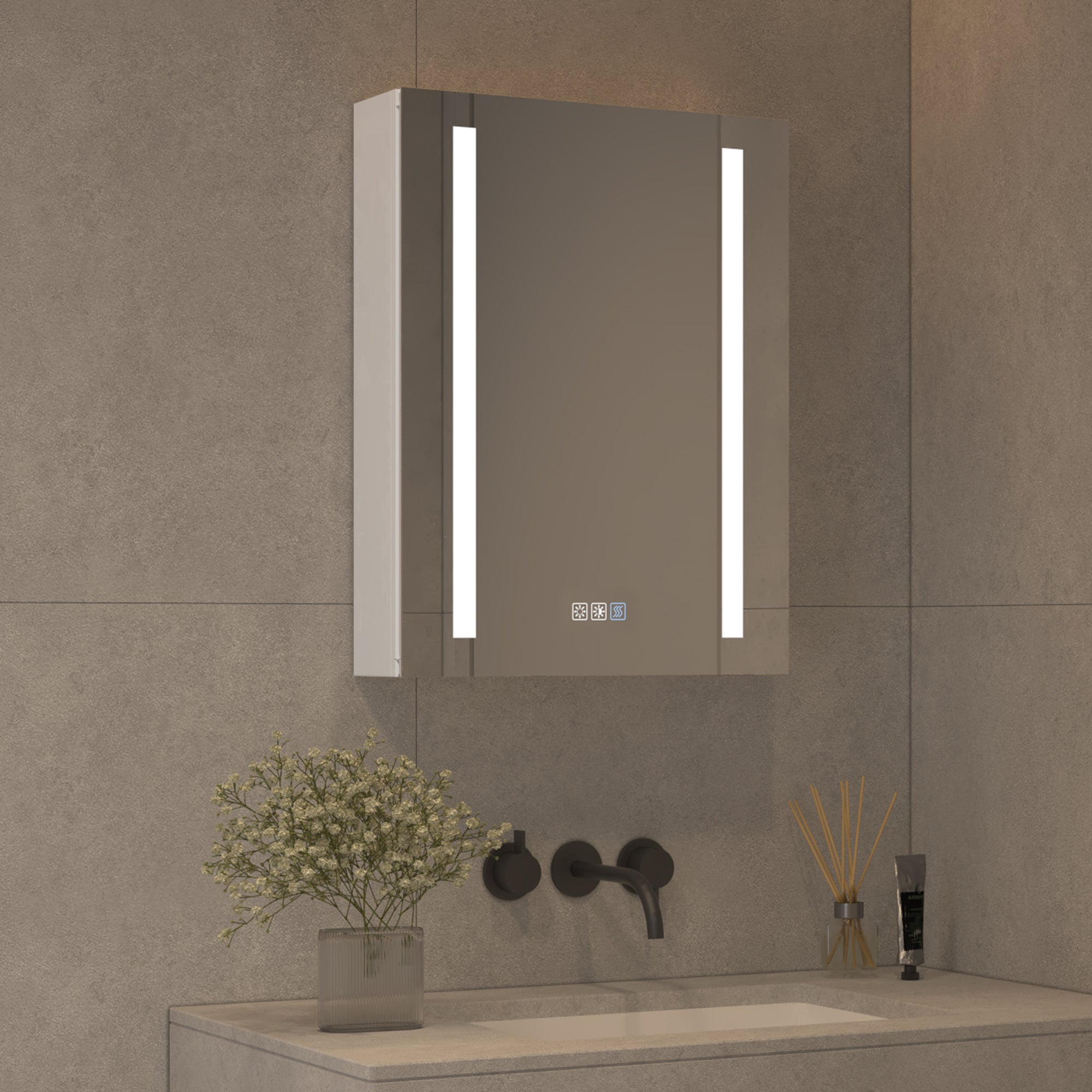 20 in. W x 26 in. H Rectangular Sliver Aluminum Medicine Cabinet with Mirror