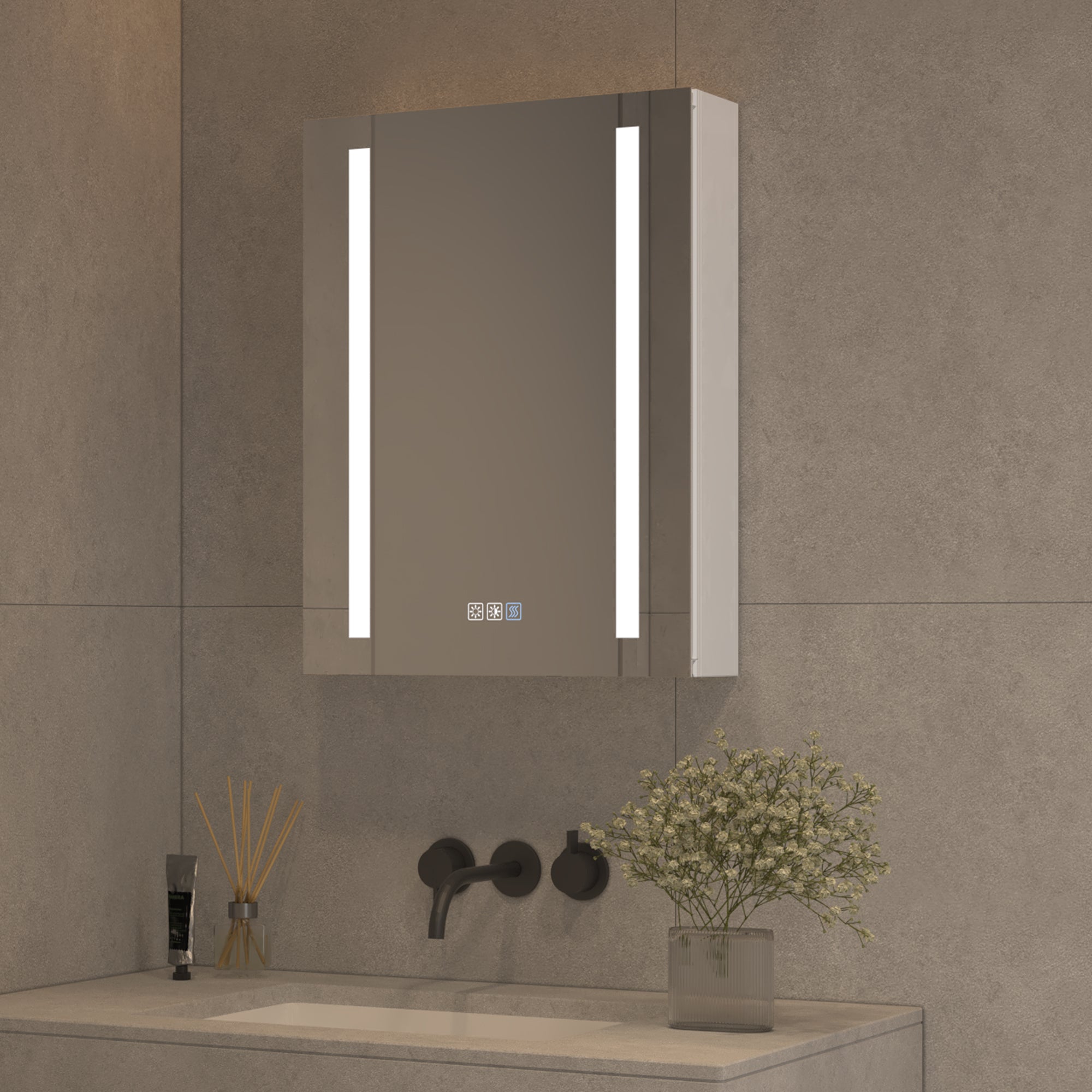 20 in. W x 26 in. H Rectangular Sliver Aluminum Medicine Cabinet with Mirror