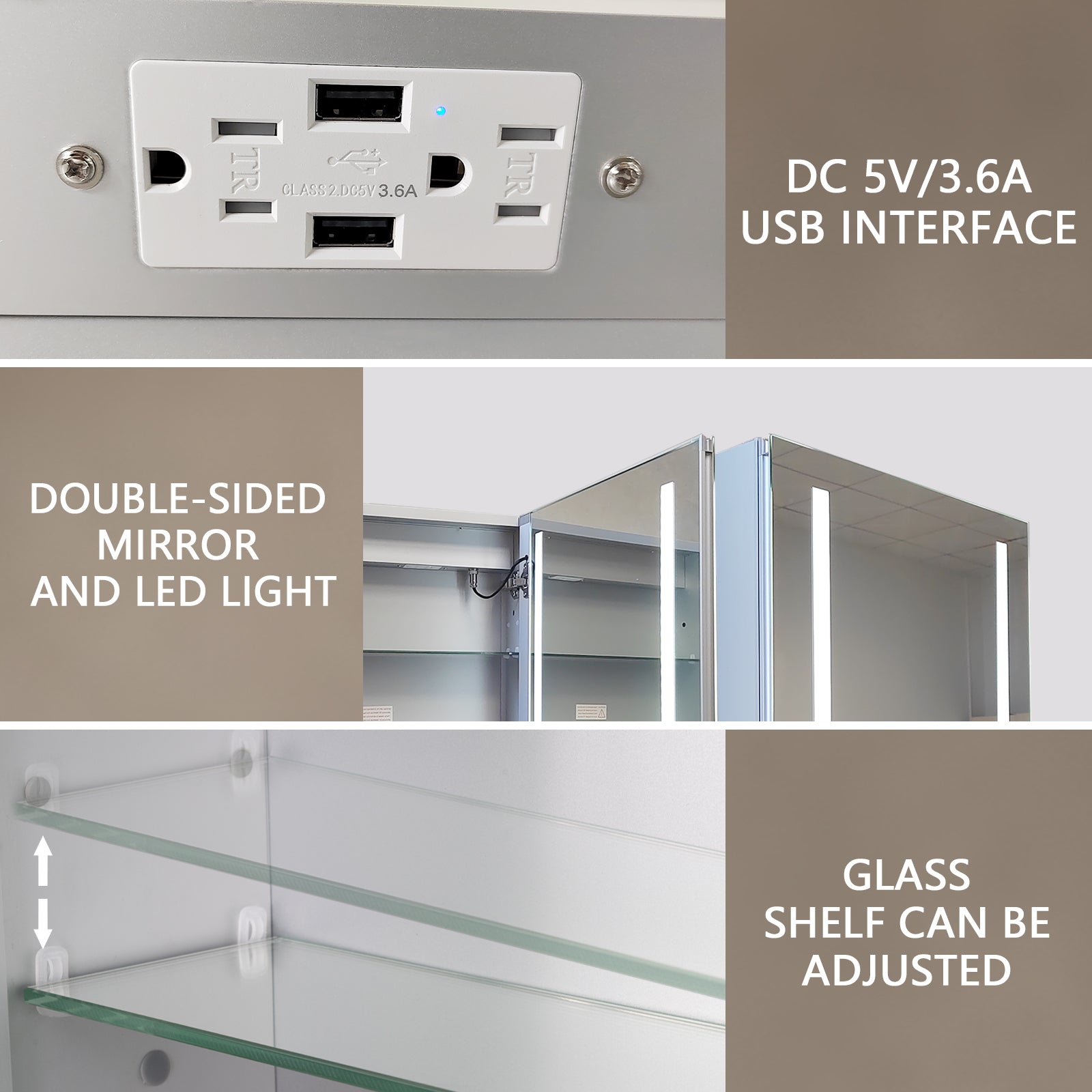 20 in. W x 26 in. H Rectangular Sliver Aluminum Medicine Cabinet with Mirror