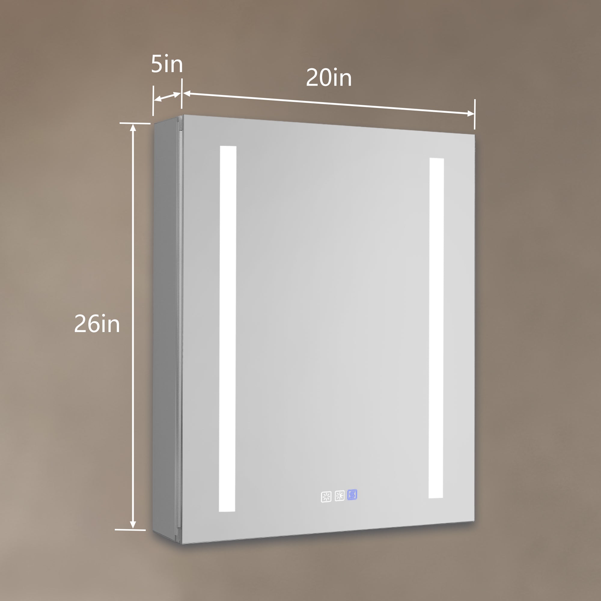 20 in. W x 26 in. H Rectangular Sliver Aluminum Medicine Cabinet with Mirror
