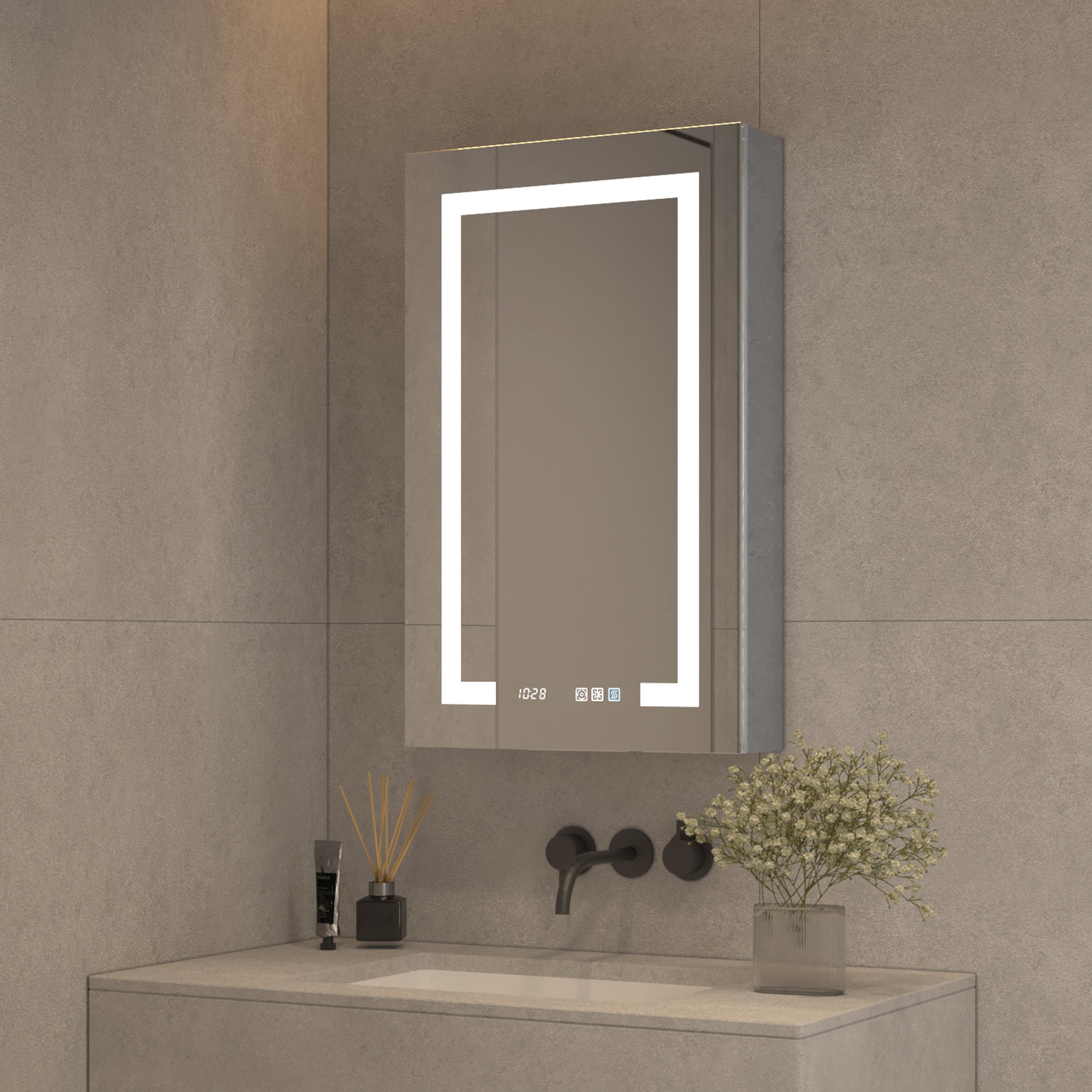 20 in. W x 32 in. H Aluminum Surface Mount Medicine Cabinet with Mirror