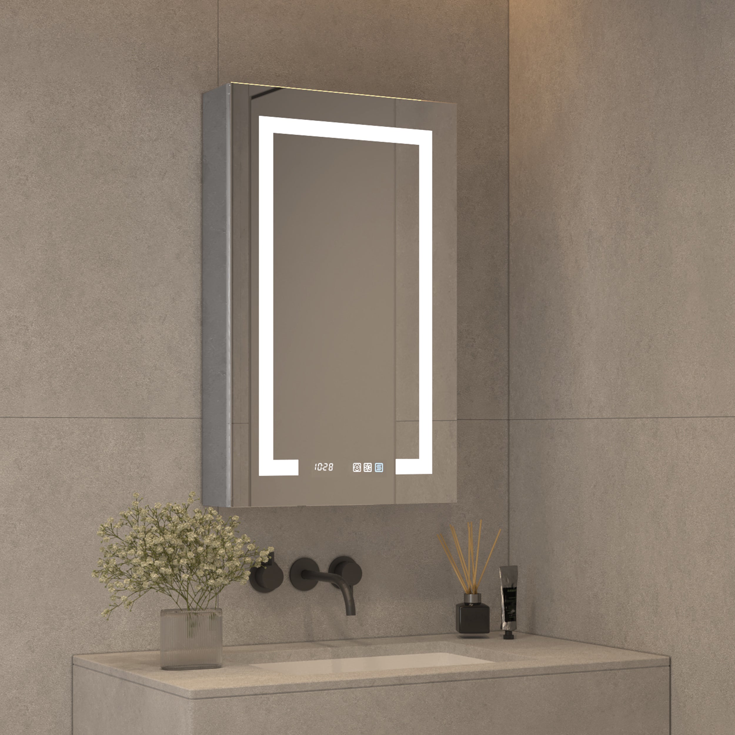 20 in. W x 32 in. H Aluminum Surface Mount Medicine Cabinet with Mirror
