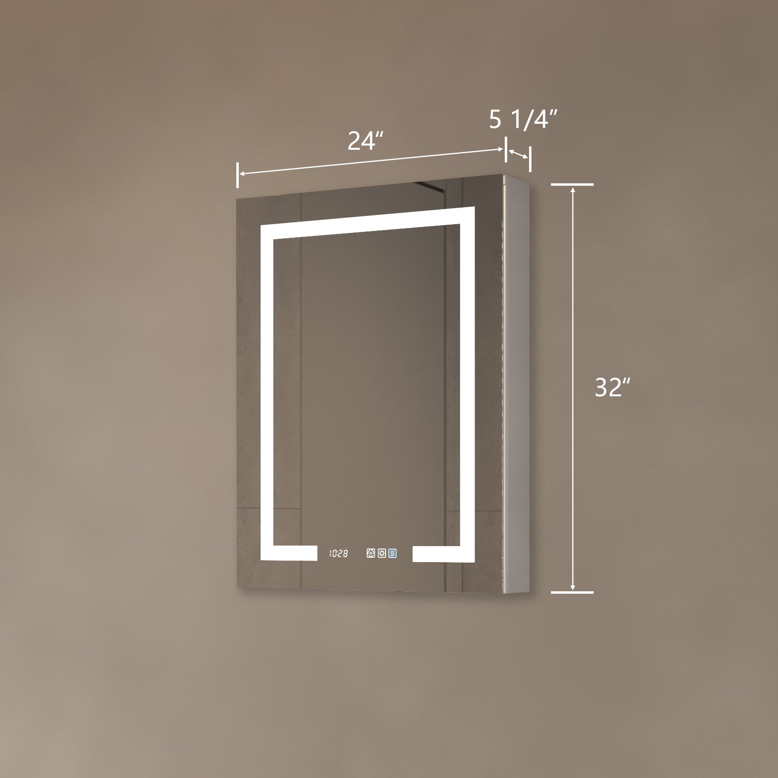 24 in. W x 32 in. H Rectangular Sliver Aluminum Medicine Cabinet with Mirror