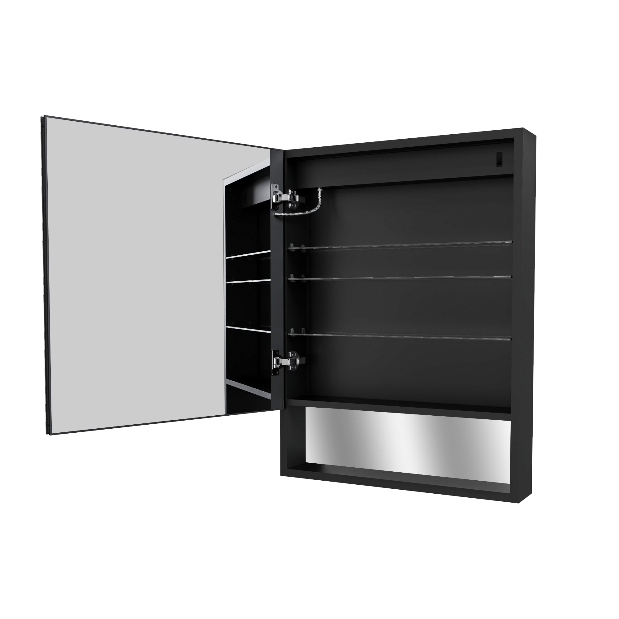 24 in. W x 32 in. H Rectangular Black Aluminum Medicine Cabinet with Mirror