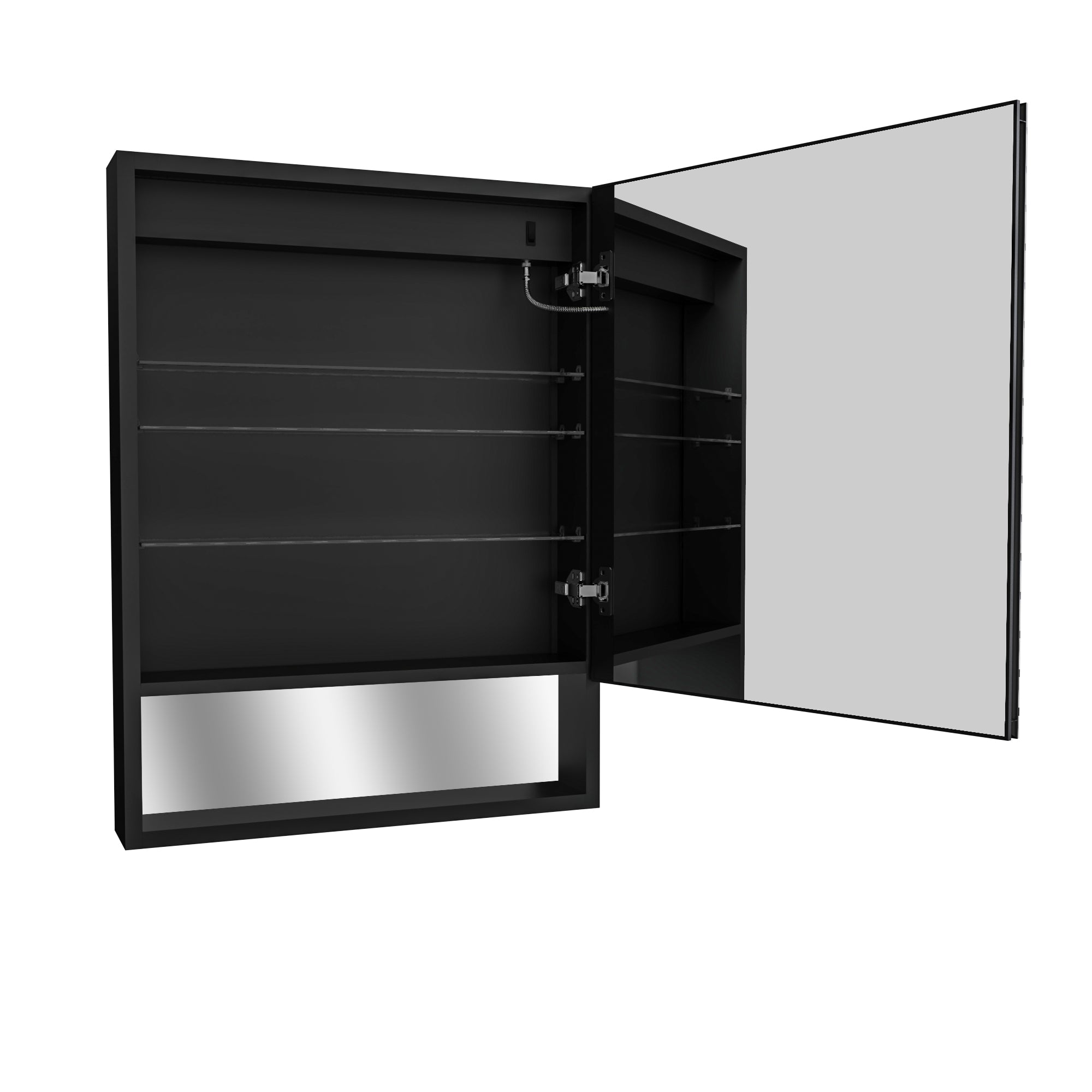 24 in. W x 32 in. H Rectangular Black Aluminum Medicine Cabinet with Mirror