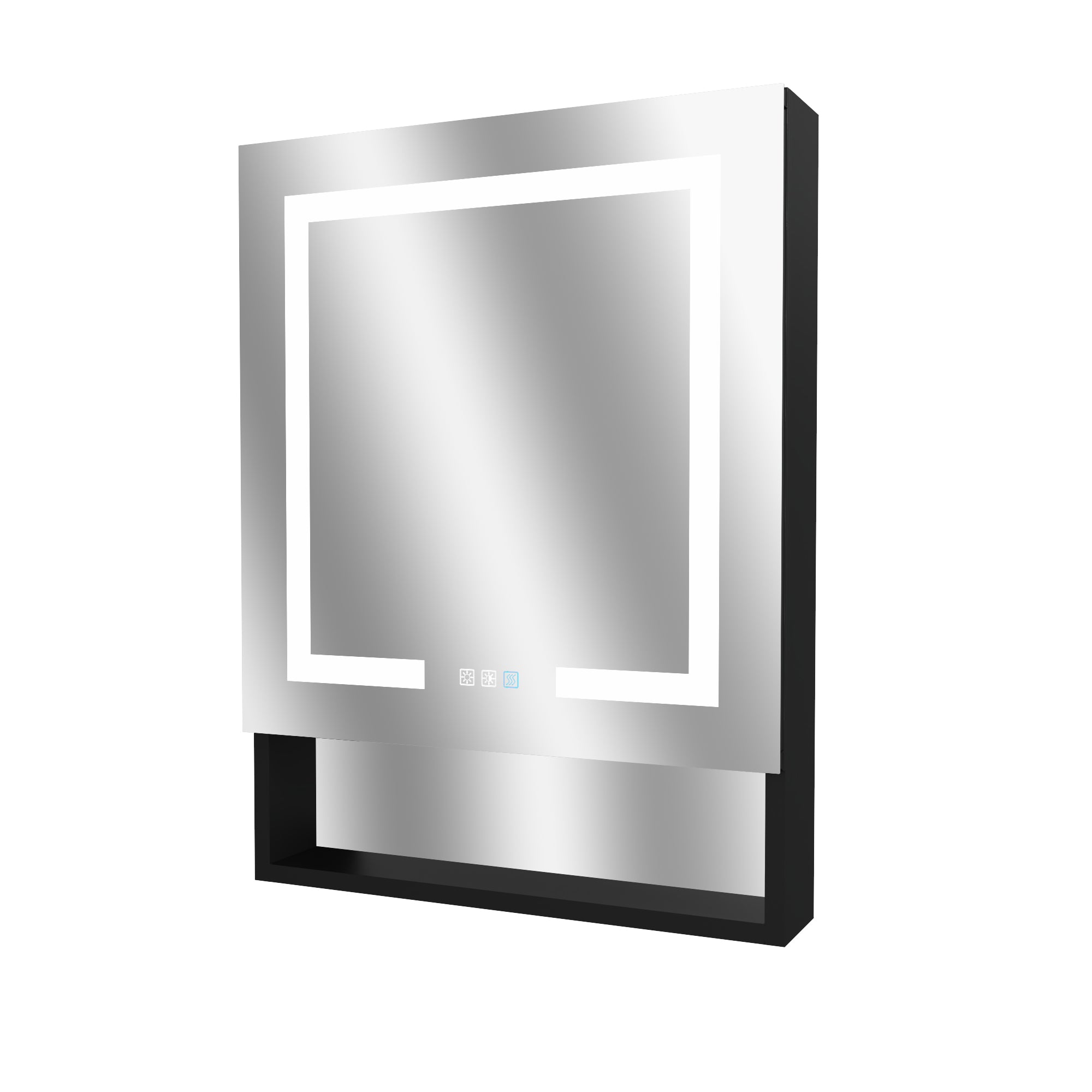 24 in. W x 32 in. H Rectangular Black Aluminum Medicine Cabinet with Mirror