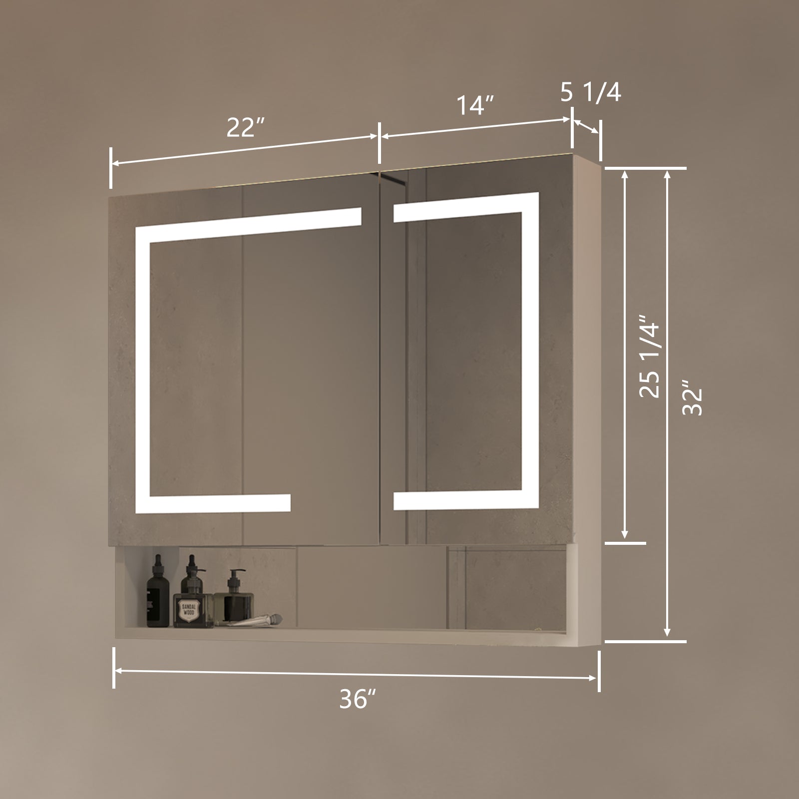 36 in. W x 32 in. H Rectangular Aluminum Medicine Cabinet with Mirror