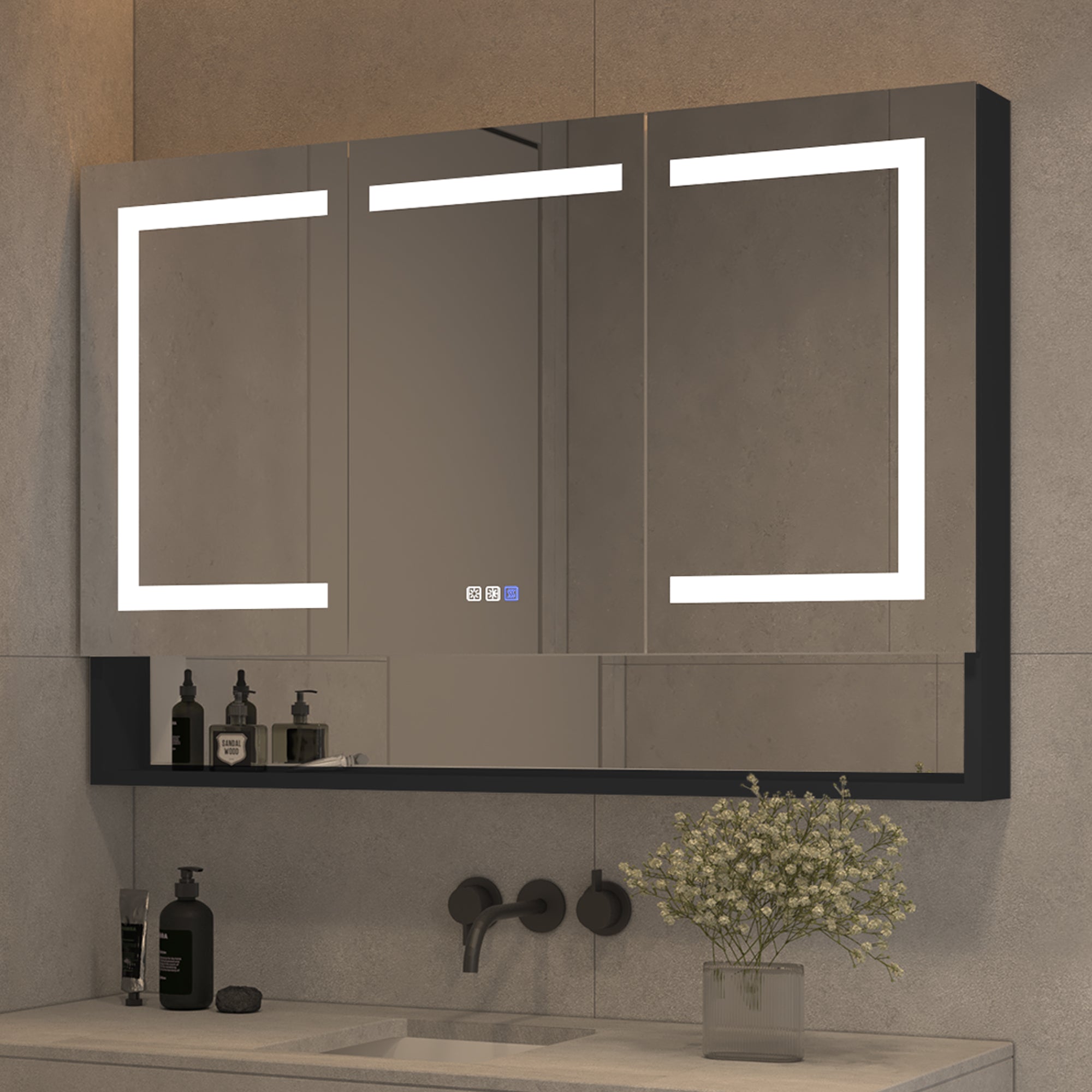 48 in. W x 32 in. H Rectangular Aluminum Medicine Cabinet with Mirror