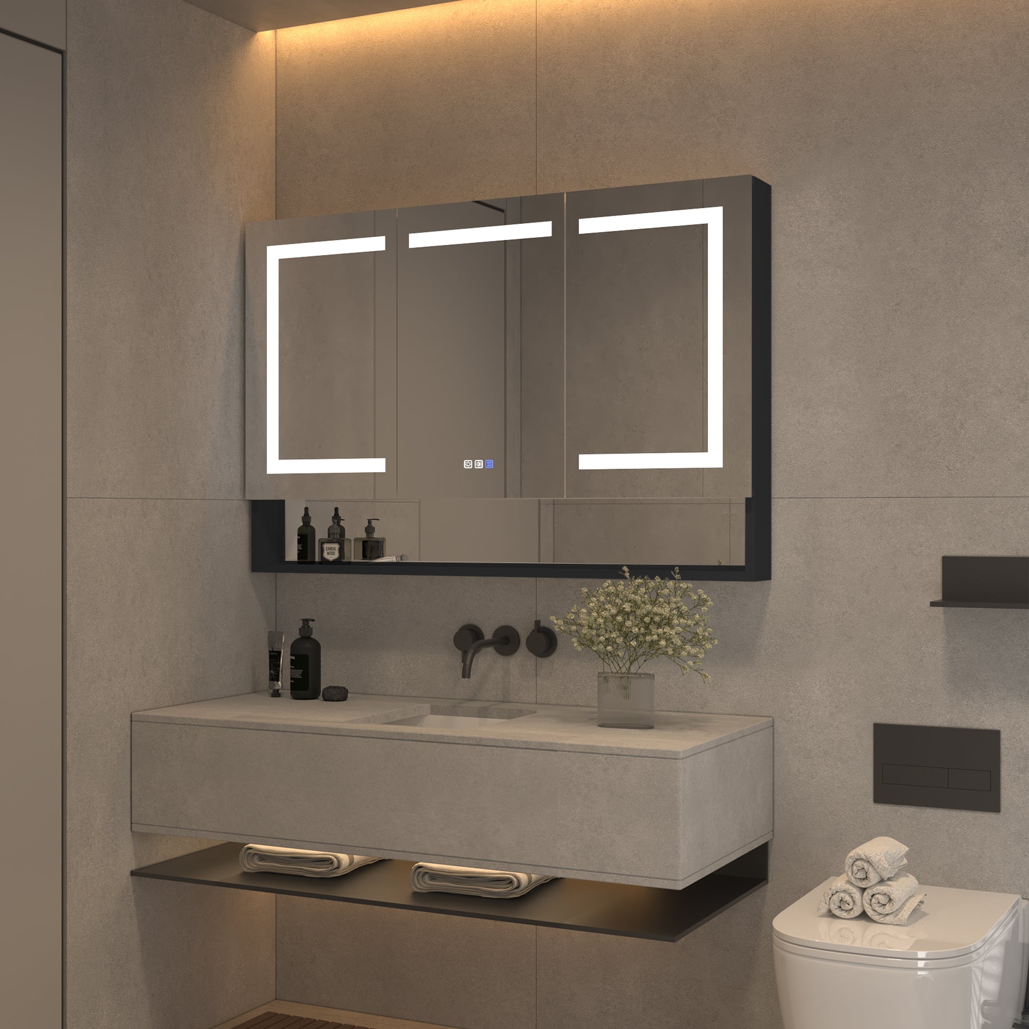 48 in. W x 32 in. H Rectangular Aluminum Medicine Cabinet with Mirror