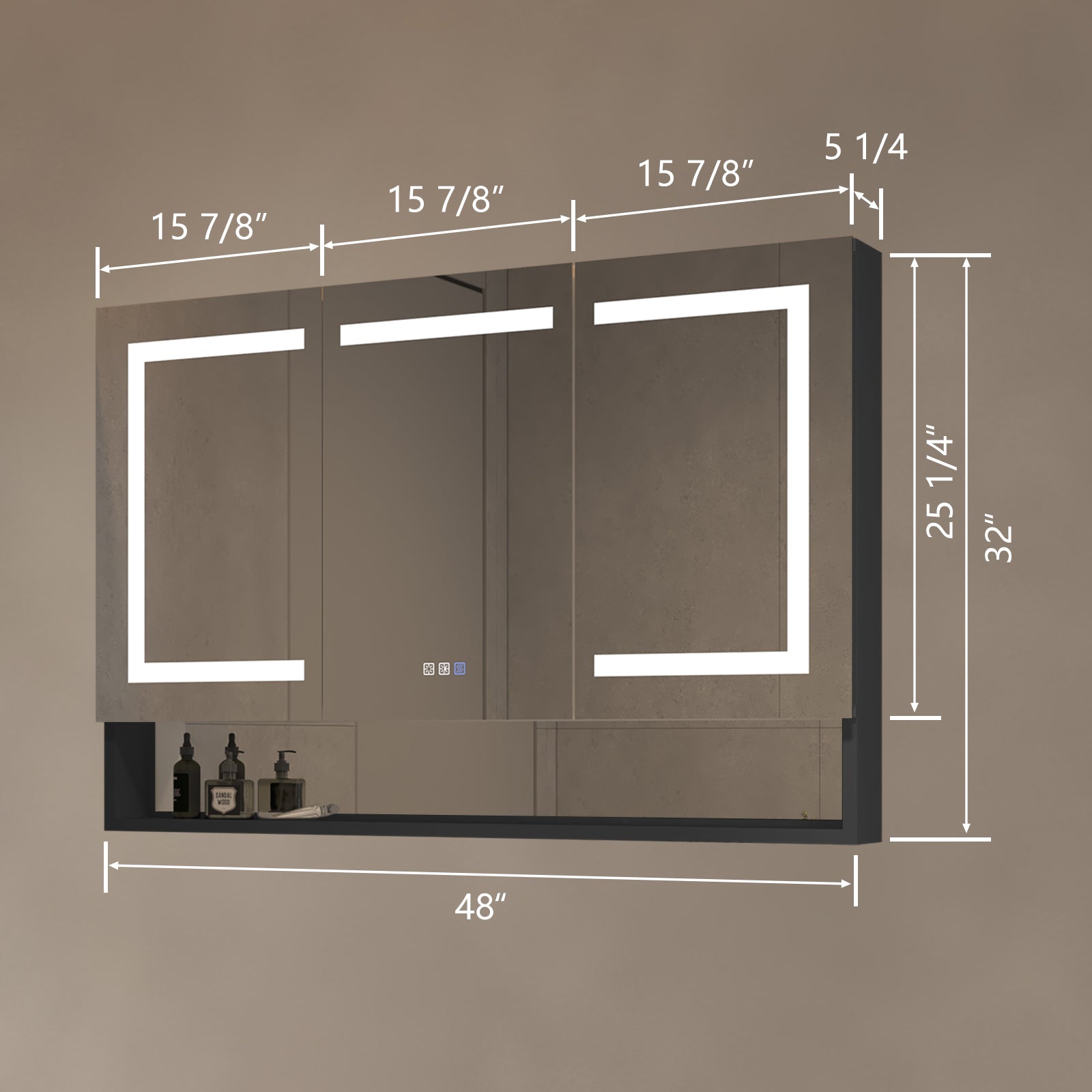 48 in. W x 32 in. H Rectangular Aluminum Medicine Cabinet with Mirror