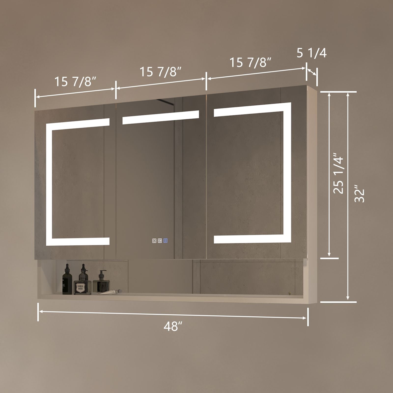 48 in. W x 32 in. H Rectangular Aluminum Medicine Cabinet with Mirror